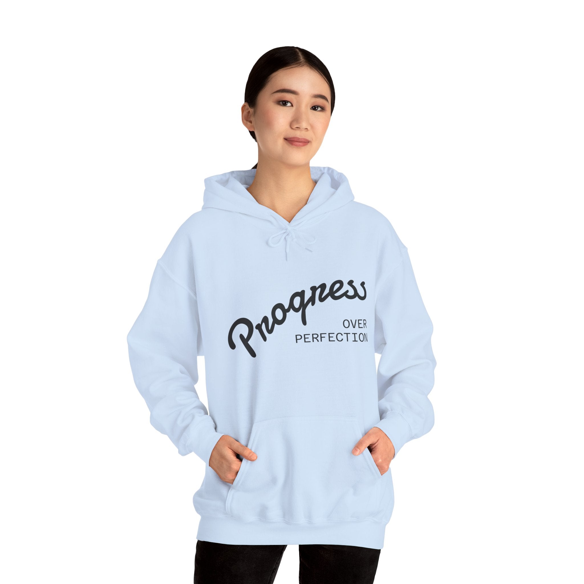 Progress Over Perfection Hoodie, Motivational Sweatshirt, Unisex Hooded Sweatshirt, Cozy Casual Wear, Gift for Her, Inspirational Apparel