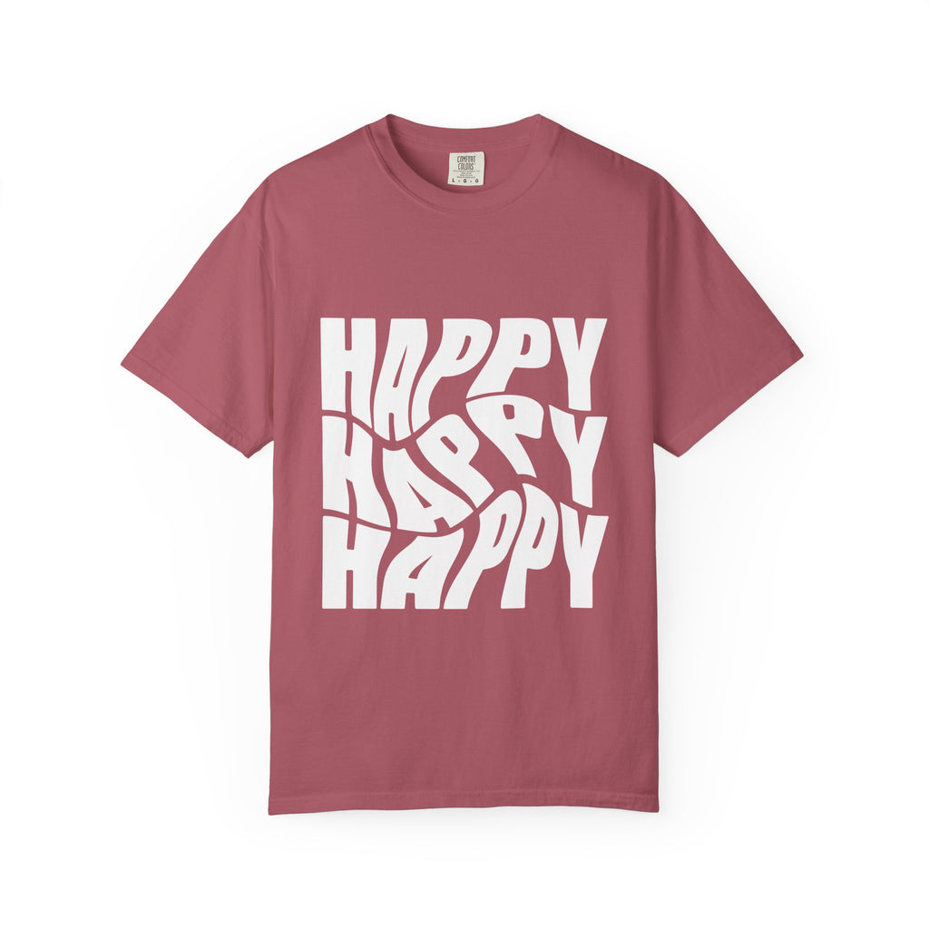 Happy Vibes Unisex Garment-Dyed T-shirt | Positive Affirmation Tee, Casual Wear, Gift for Friends, Summer Style, Comfort Apparel