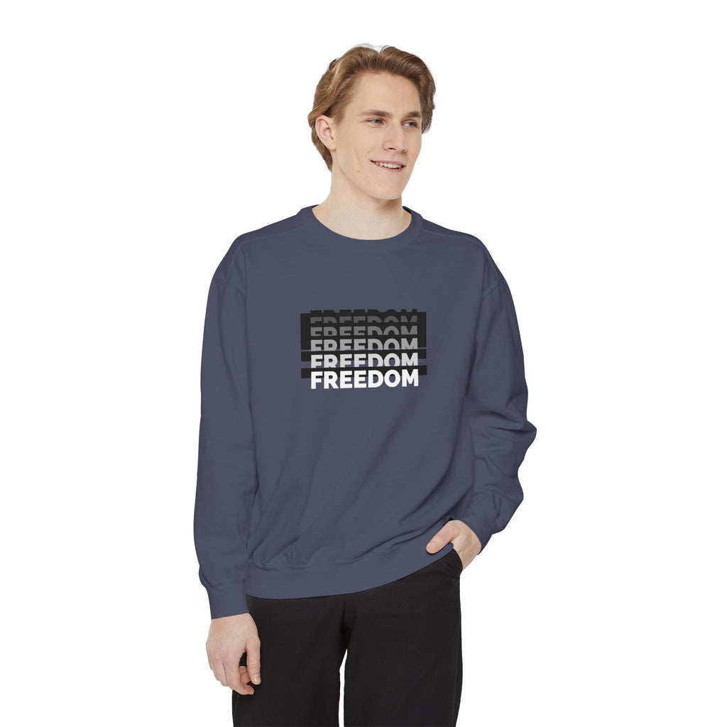 Freedom Unisex Garment-Dyed Sweatshirt - Cozy Casual Wear, Gift for Him/Her, Perfect for Relaxation, Street Style, Everyday Comfort