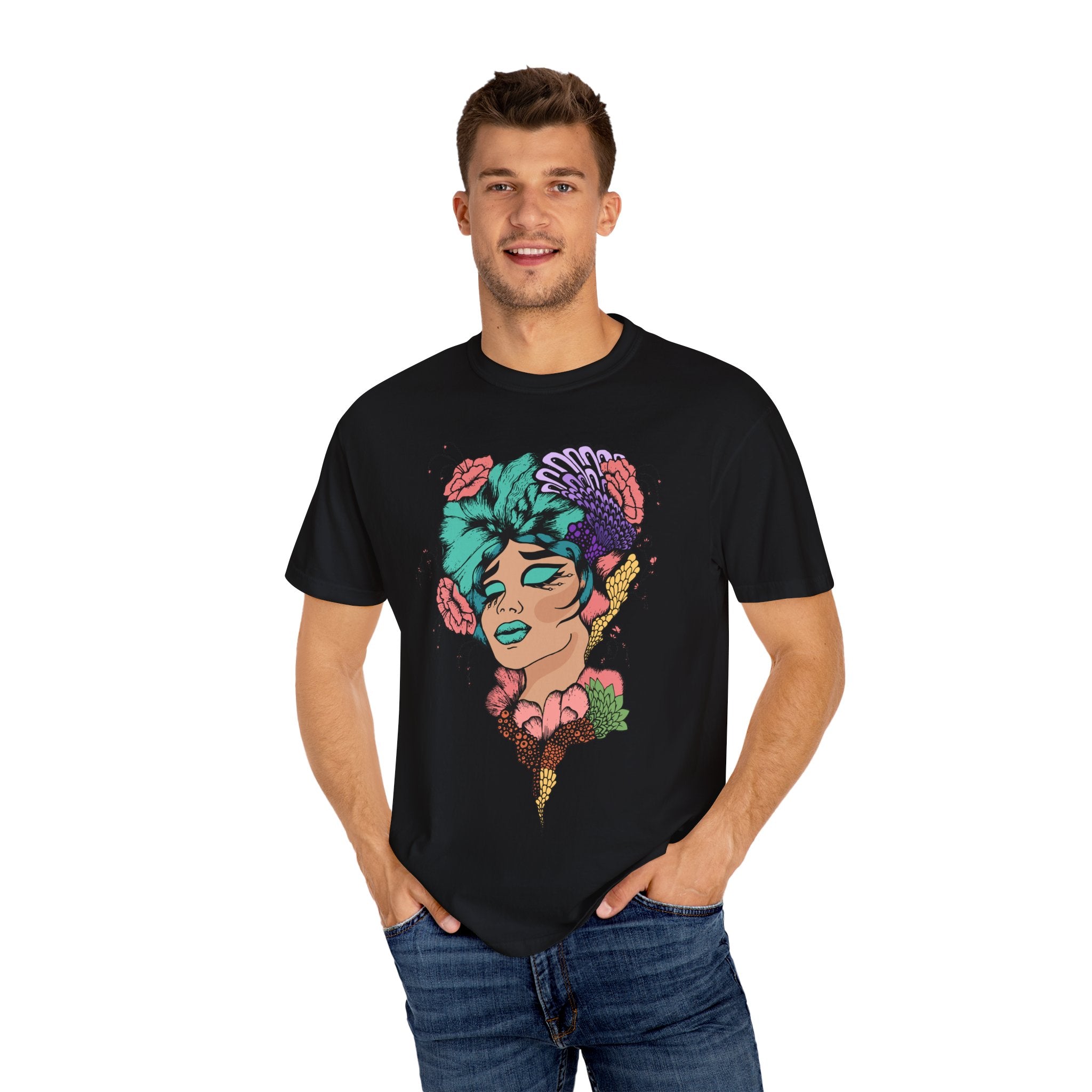 Floral Fantasy T-Shirt | Artistic Graphic Tee for Nature Lovers, Unique Gift, Casual Wear, Eco-Friendly Fashion