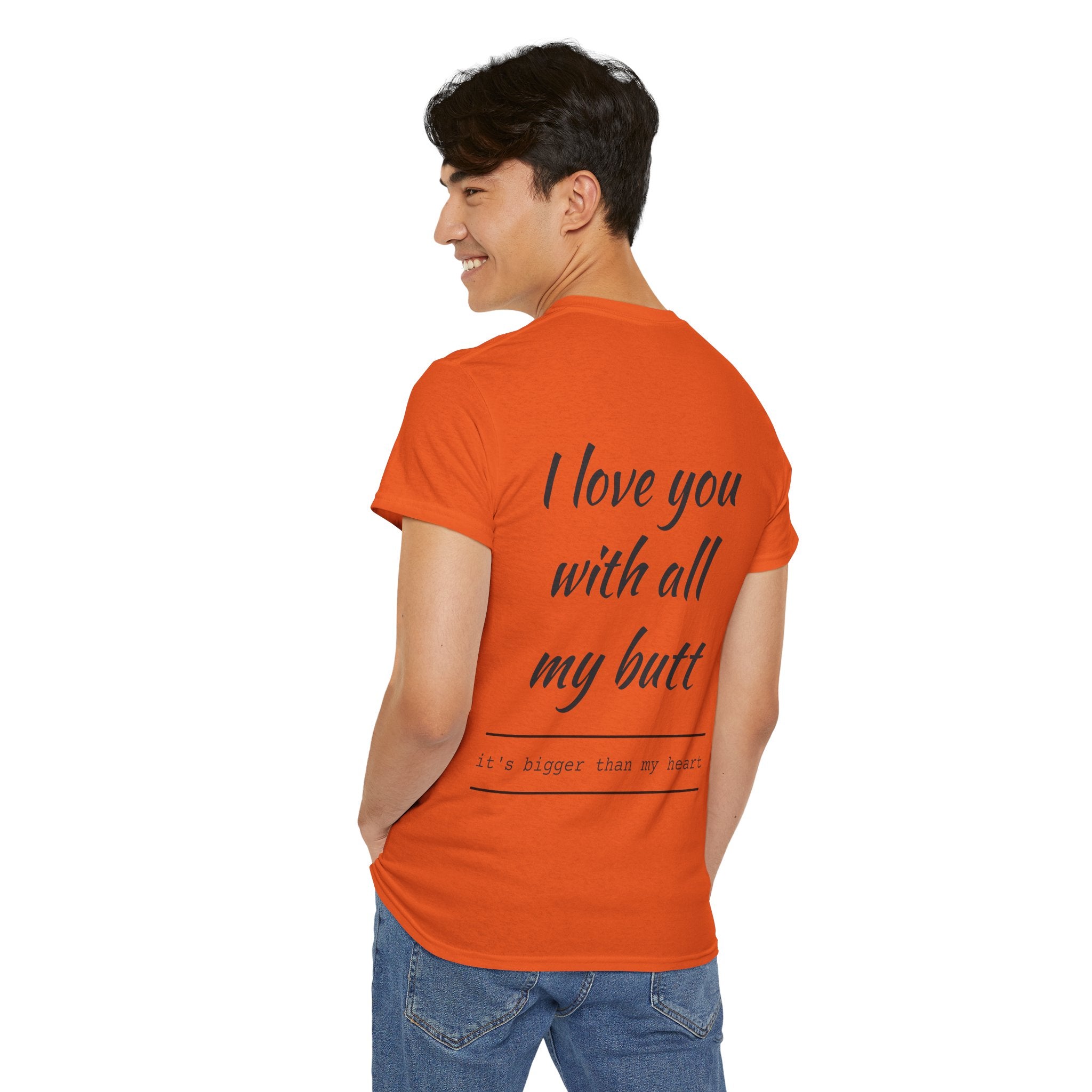 Unisex Heavy Cotton Tee: 'I Love You with All My Butt' Fun Graphic Shirt, Gift for Couples, Quirky Humor Tee, Valentine's Day, Anniversary