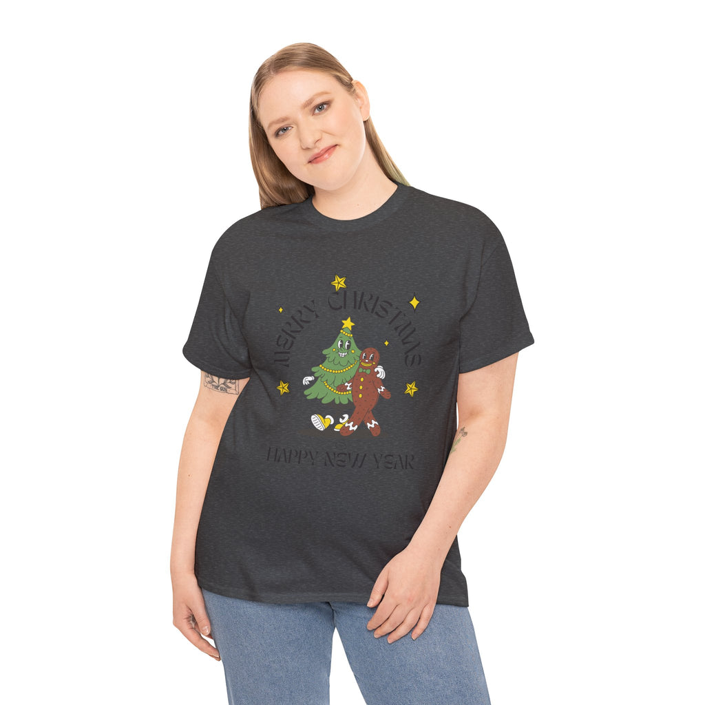 Christmas Gingerbread Tree Tee - "Merry Christmas, Happy New Year" Holiday Shirt