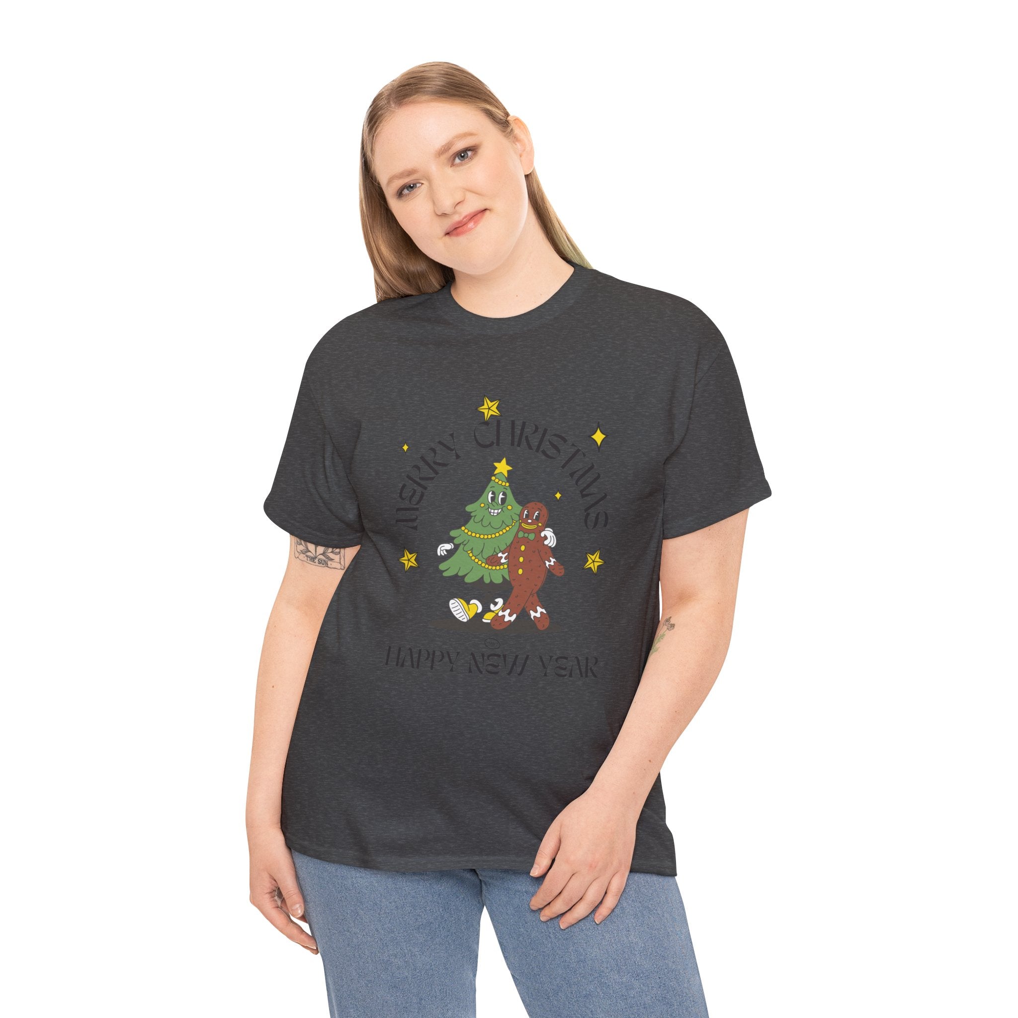 Christmas Gingerbread Tree Tee - "Merry Christmas, Happy New Year" Holiday Shirt
