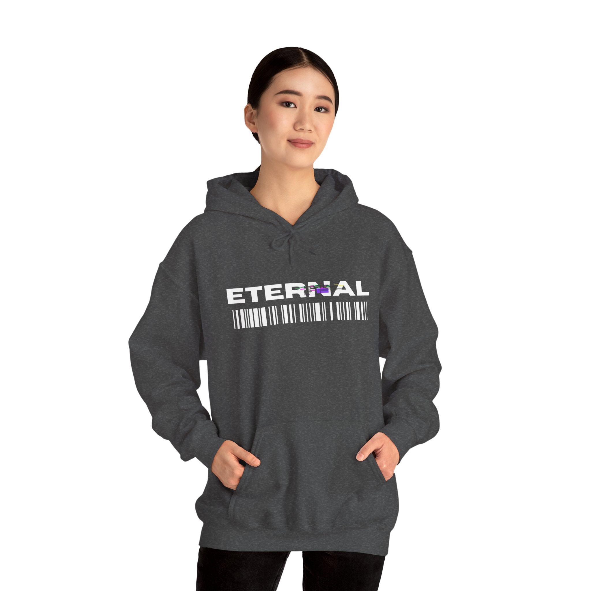 Eternal Barcode Hoodie — Black Graphic Pullover