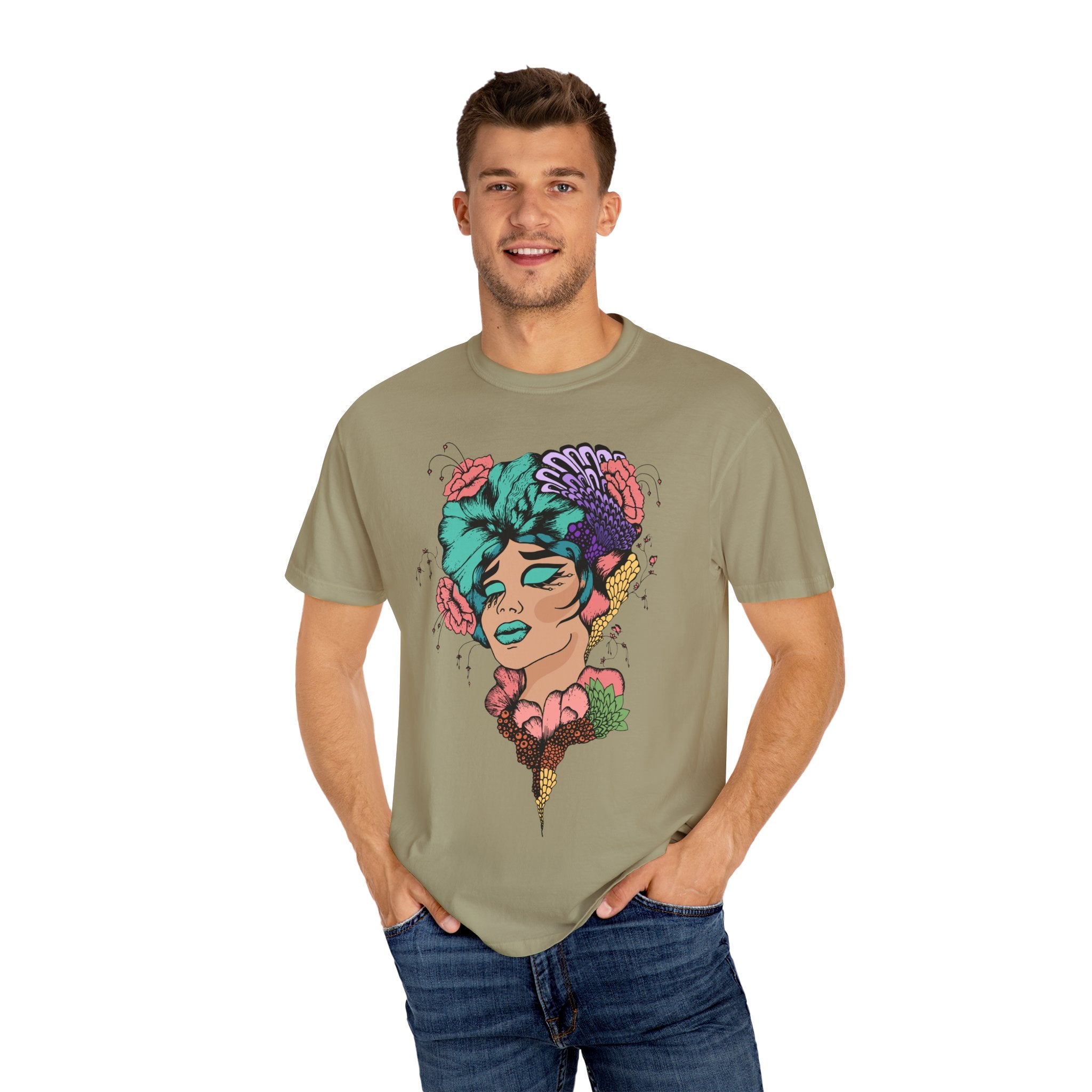 Floral Fantasy T-Shirt | Artistic Graphic Tee for Nature Lovers, Unique Gift, Casual Wear, Eco-Friendly Fashion
