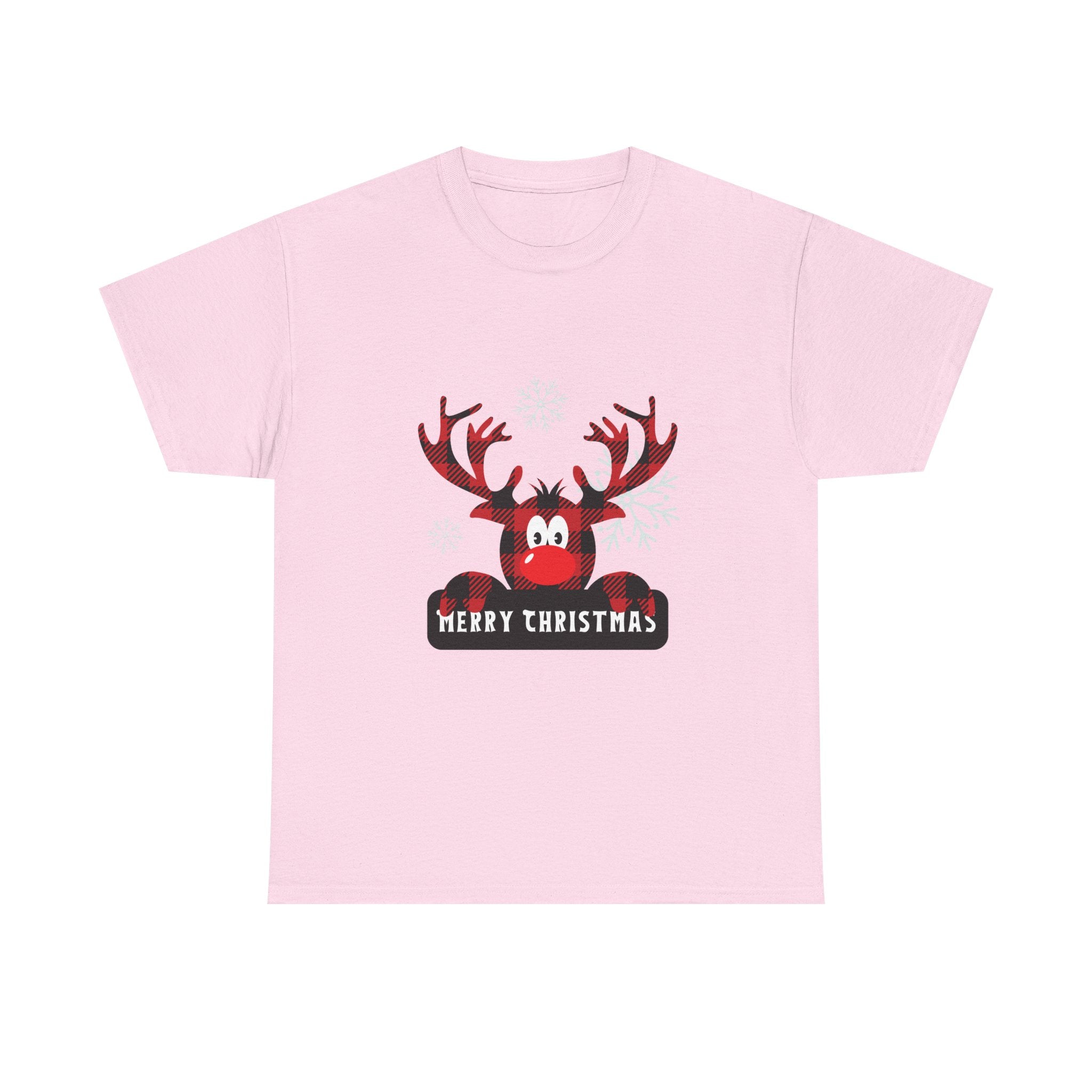 Christmas Reindeer T-Shirt — Cute Plaid Antler Design "Merry Christmas"