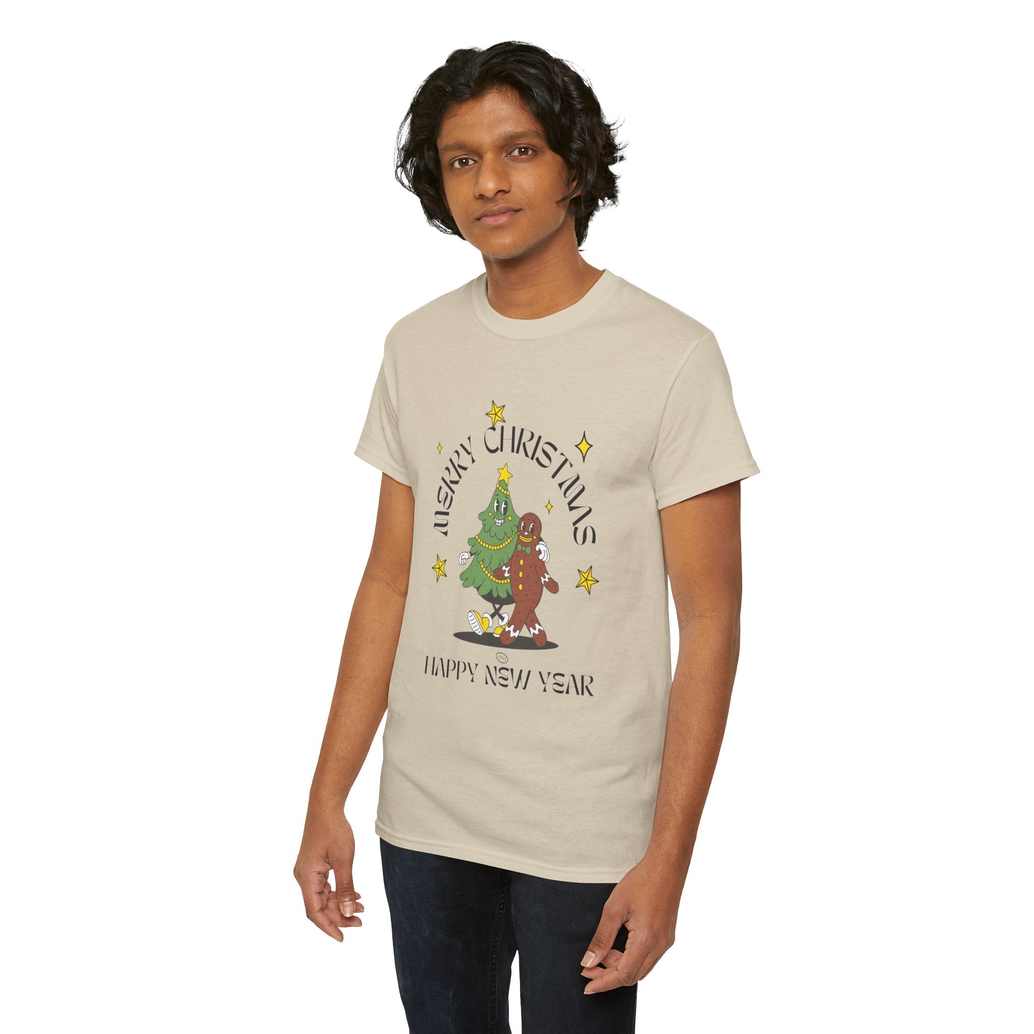 Christmas Gingerbread Tree Tee - "Merry Christmas, Happy New Year" Holiday Shirt
