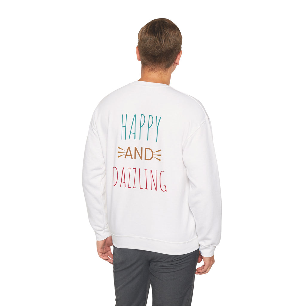 Happy and Dazzling Unisex Heavy Blend™ Crewneck Sweatshirt, Cozy Gift, Casual Wear, Everyday Comfort, Perfect for Birthdays or Celebrations