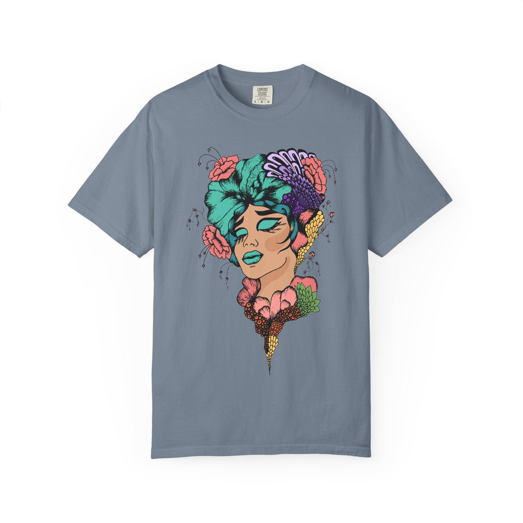 Floral Fantasy T-Shirt | Artistic Graphic Tee for Nature Lovers, Unique Gift, Casual Wear, Eco-Friendly Fashion