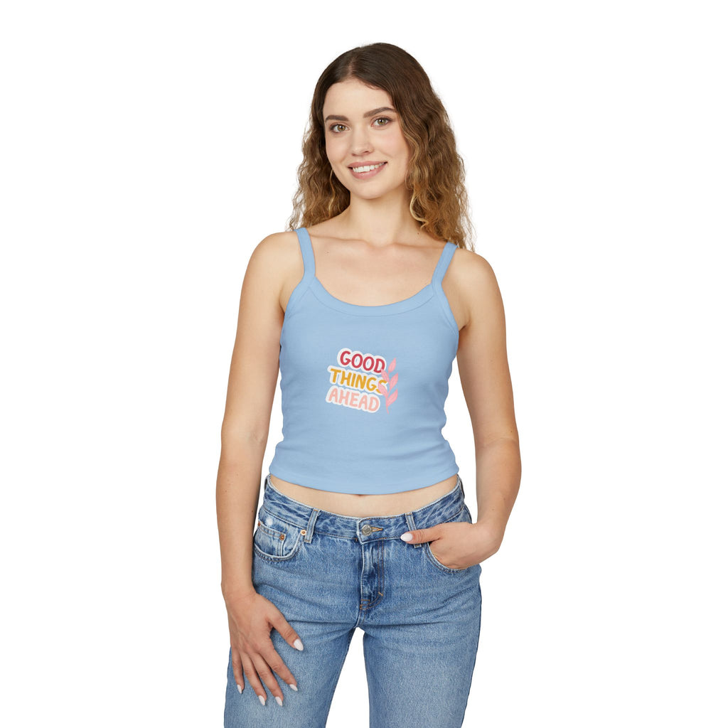 Optimistic Women's Spaghetti Strap Tank Top, Casual Summer Top, Inspirational Sleeveless Shirt, Gift for Her, Trendy Layering Piece
