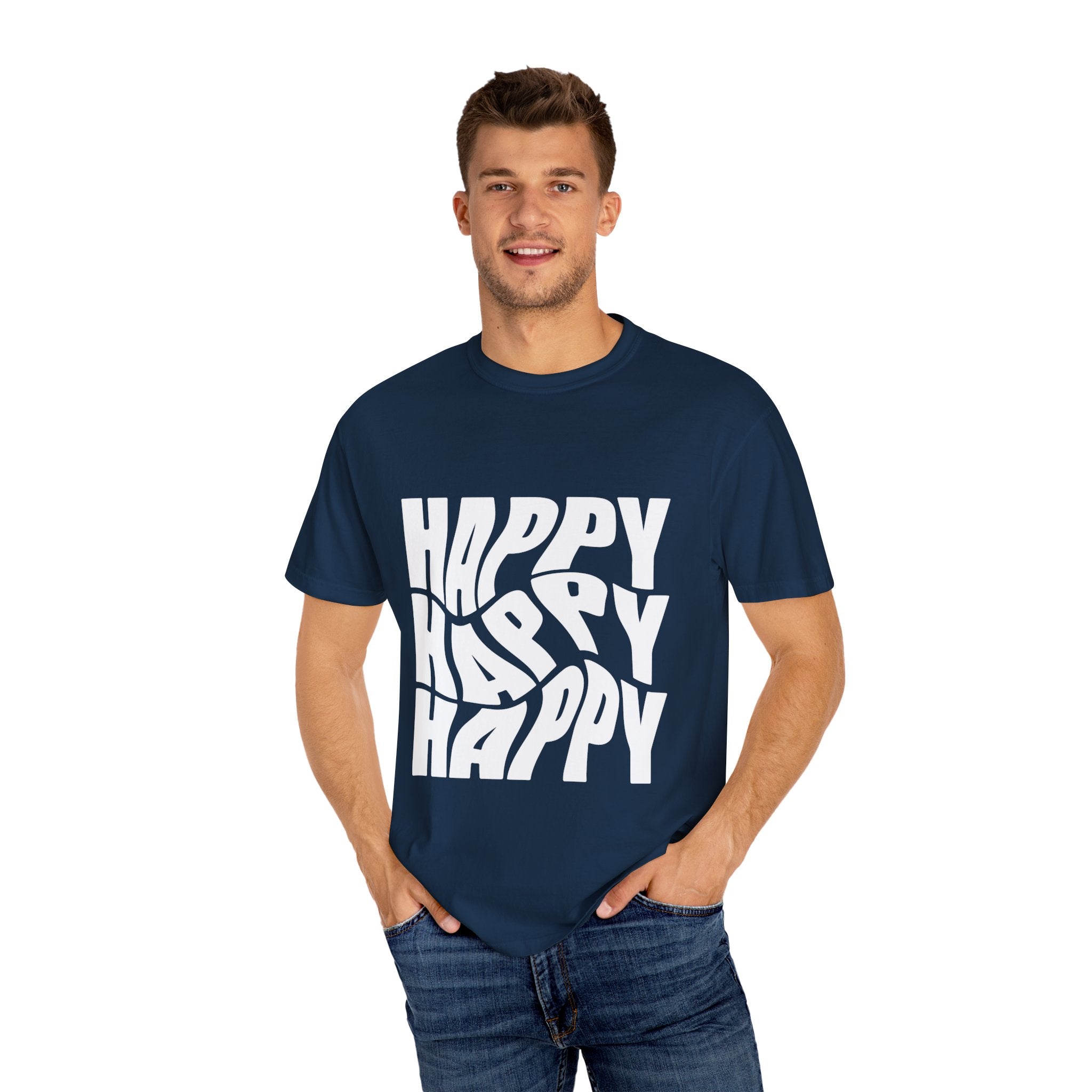 Happy Vibes Unisex Garment-Dyed T-shirt | Positive Affirmation Tee, Casual Wear, Gift for Friends, Summer Style, Comfort Apparel