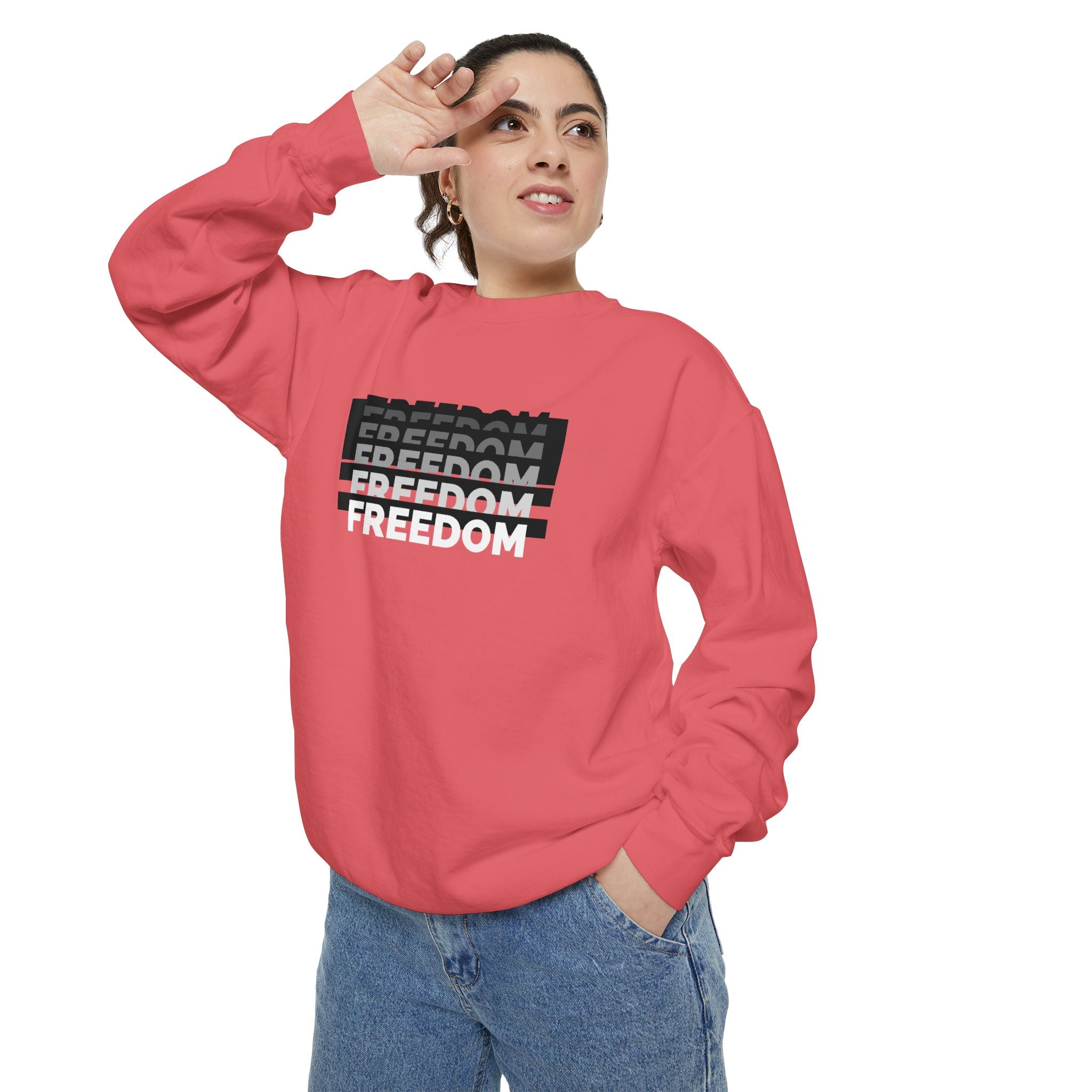 Freedom Unisex Garment-Dyed Sweatshirt - Cozy Casual Wear, Gift for Him/Her, Perfect for Relaxation, Street Style, Everyday Comfort