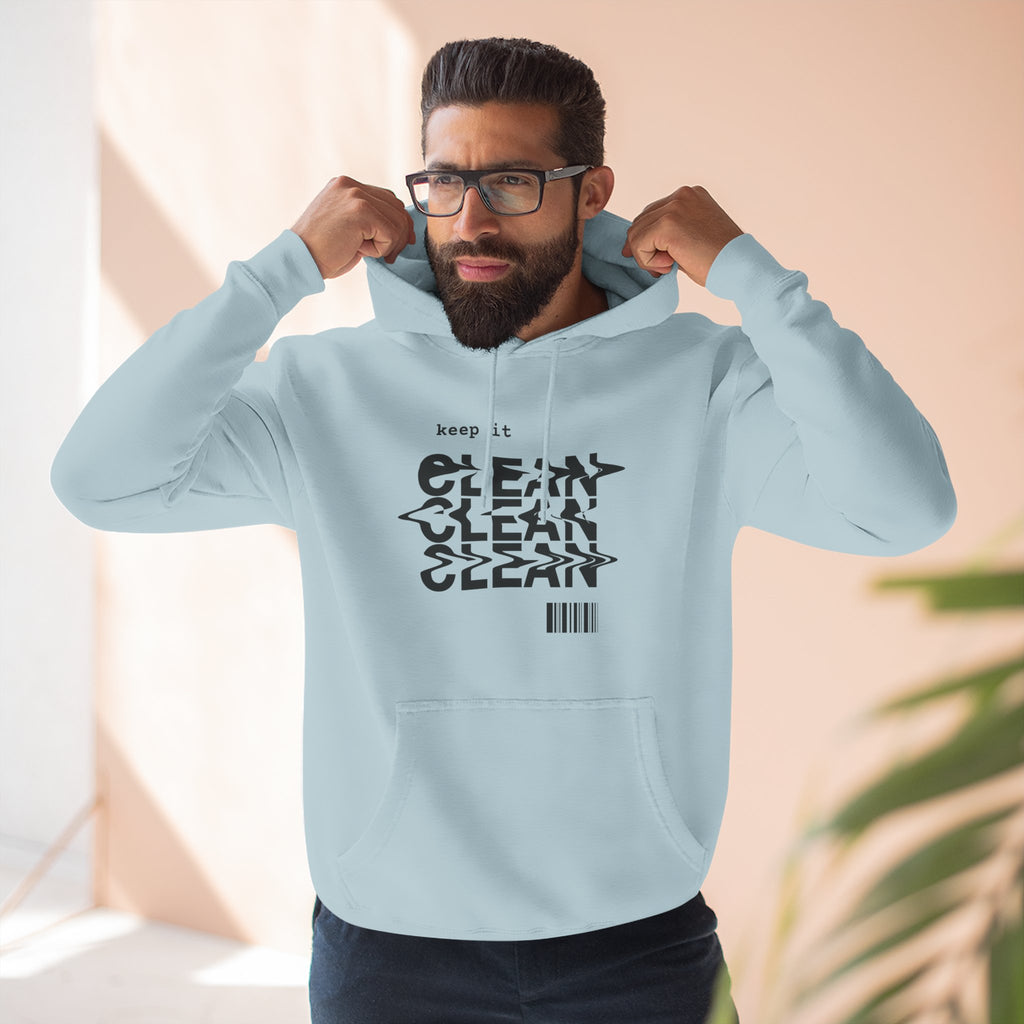 Stylish Fleece Hoodie with ‘Keep It Clean’ Design, Cozy Winter Apparel, Ideal for Casual Outfits, Gifts for Friends, Unique Streetwear