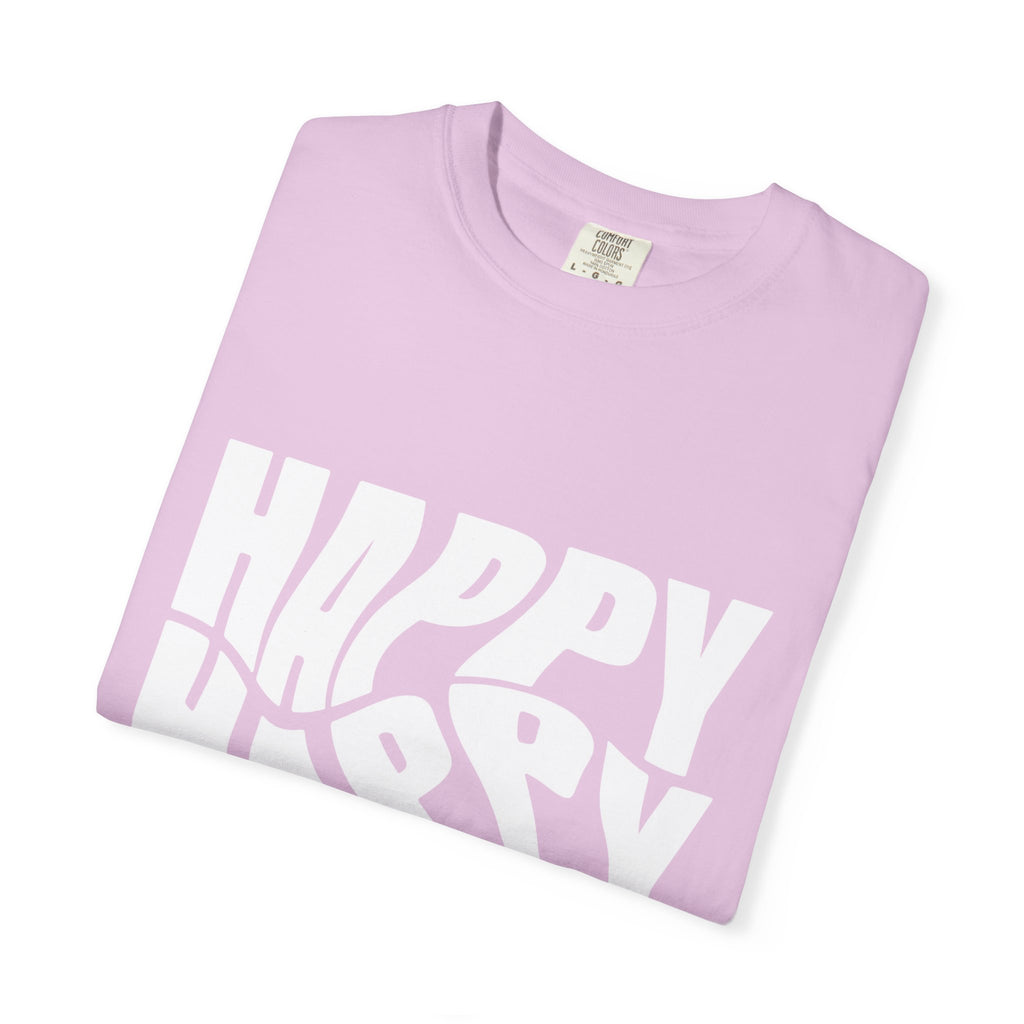 Happy Vibes Unisex Garment-Dyed T-shirt | Positive Affirmation Tee, Casual Wear, Gift for Friends, Summer Style, Comfort Apparel