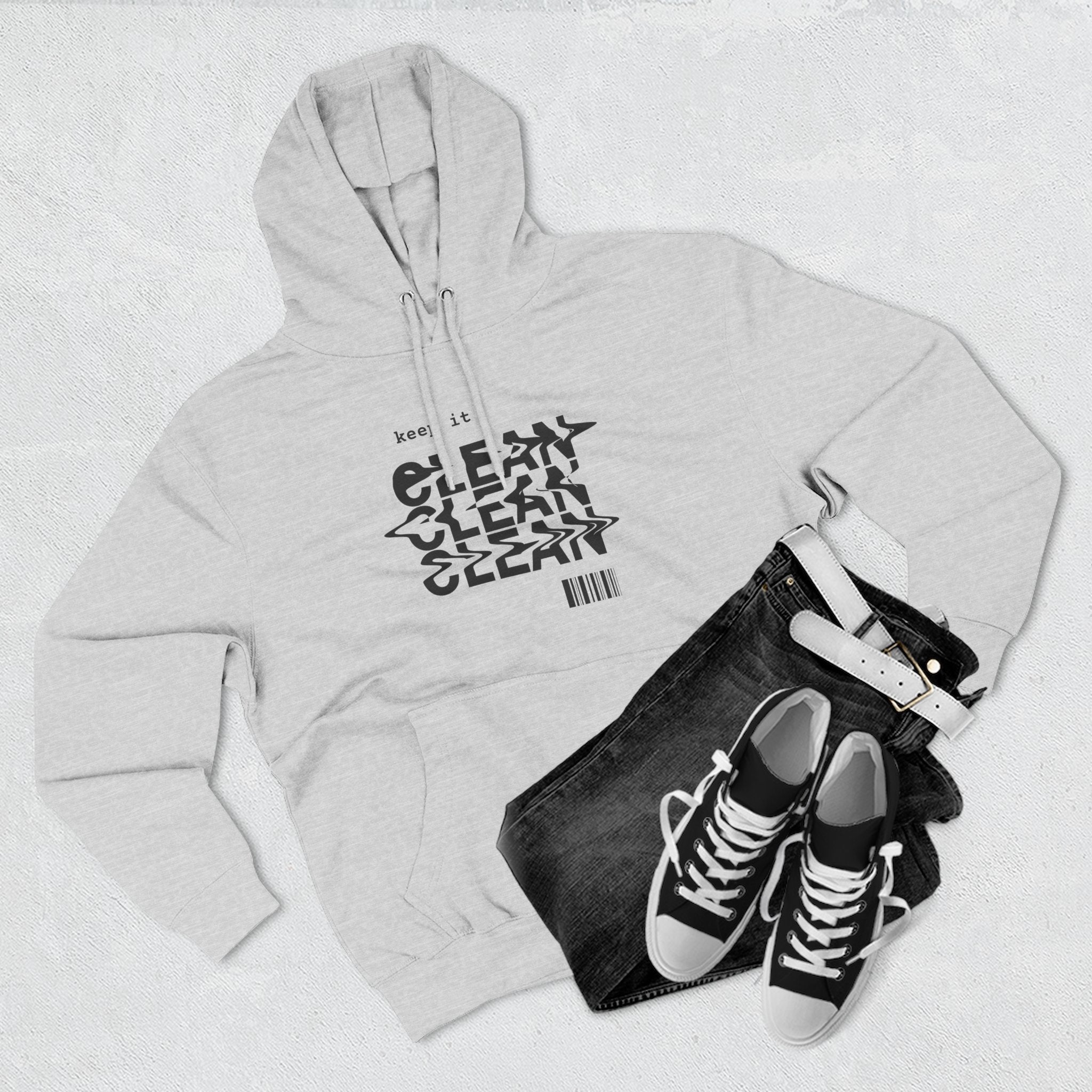 Stylish Fleece Hoodie with ‘Keep It Clean’ Design, Cozy Winter Apparel, Ideal for Casual Outfits, Gifts for Friends, Unique Streetwear