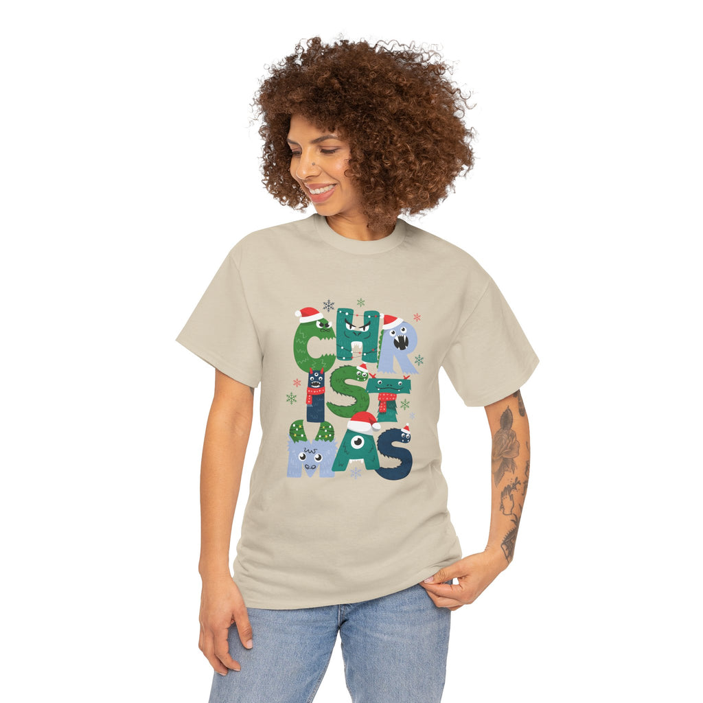 Christmas Graphic Tee — Cute Holiday "CHRISTMAS" Lettering T‑Shirt