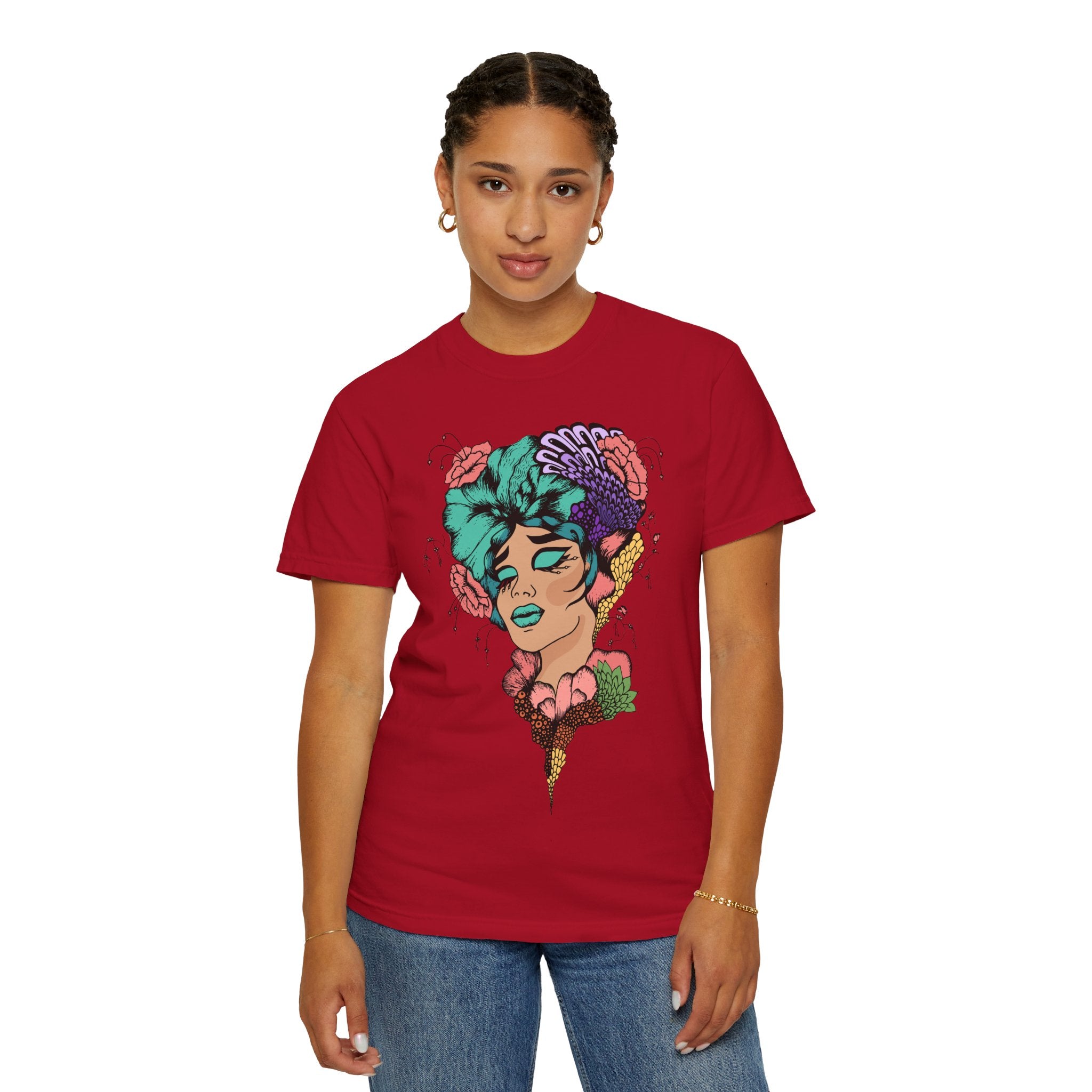 Floral Fantasy T-Shirt | Artistic Graphic Tee for Nature Lovers, Unique Gift, Casual Wear, Eco-Friendly Fashion