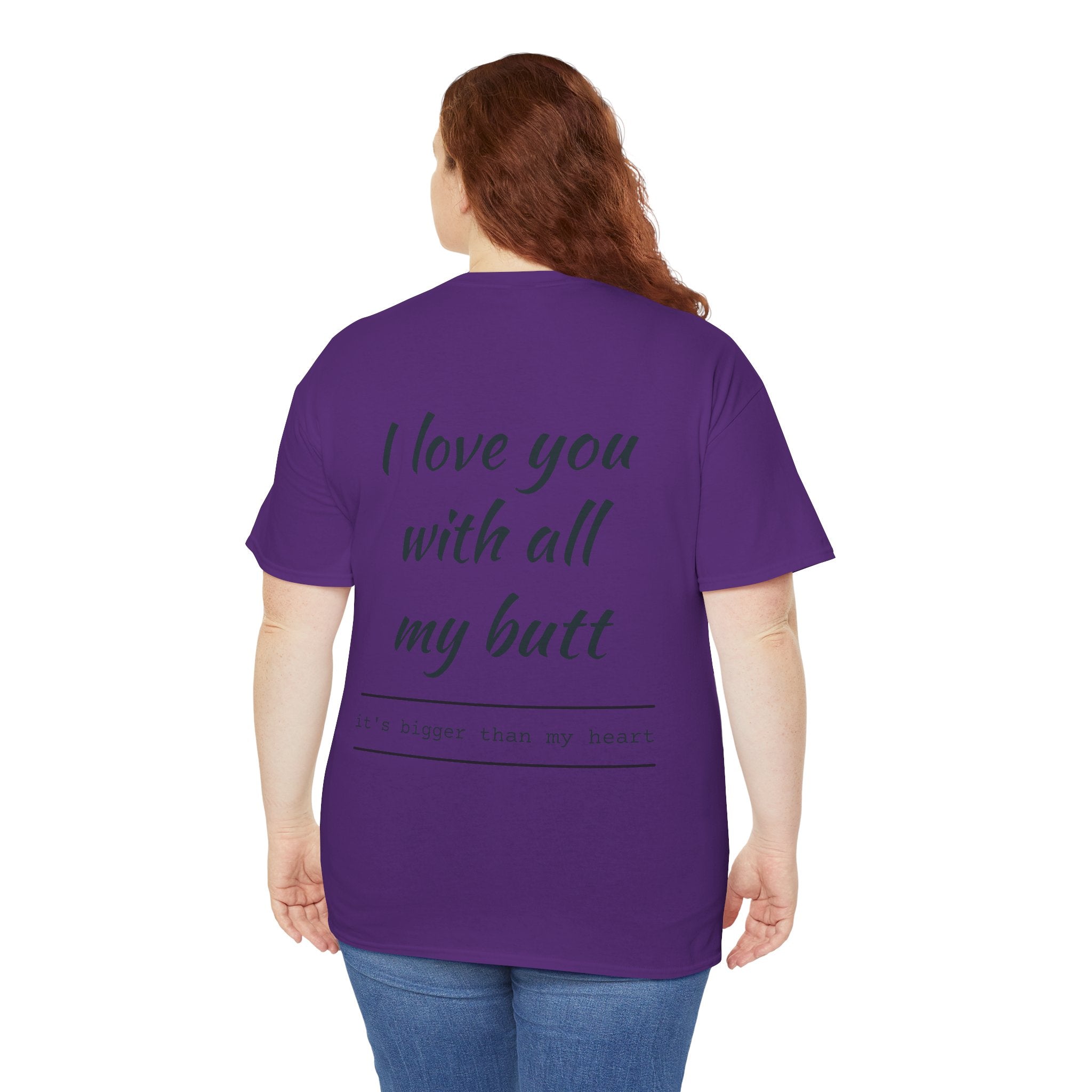 Unisex Heavy Cotton Tee: 'I Love You with All My Butt' Fun Graphic Shirt, Gift for Couples, Quirky Humor Tee, Valentine's Day, Anniversary