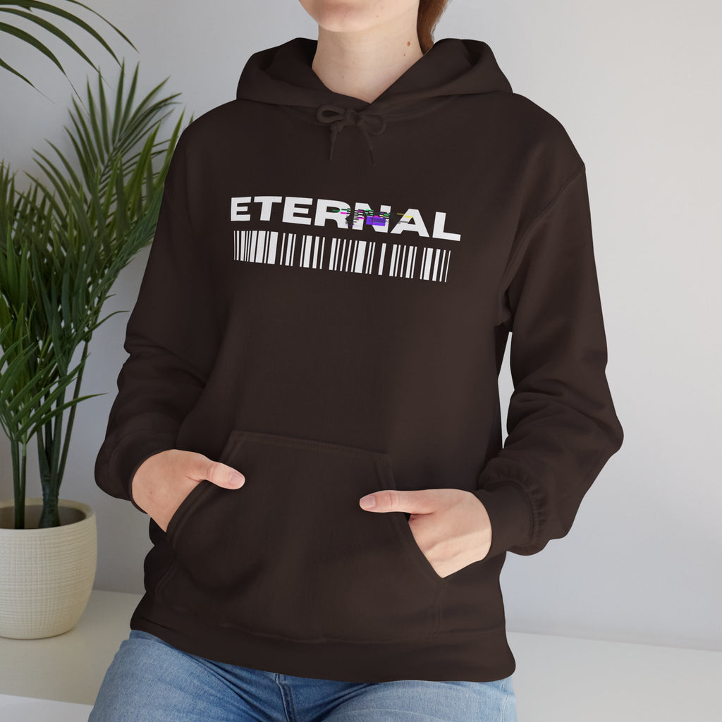 Eternal Barcode Hoodie — Black Graphic Pullover