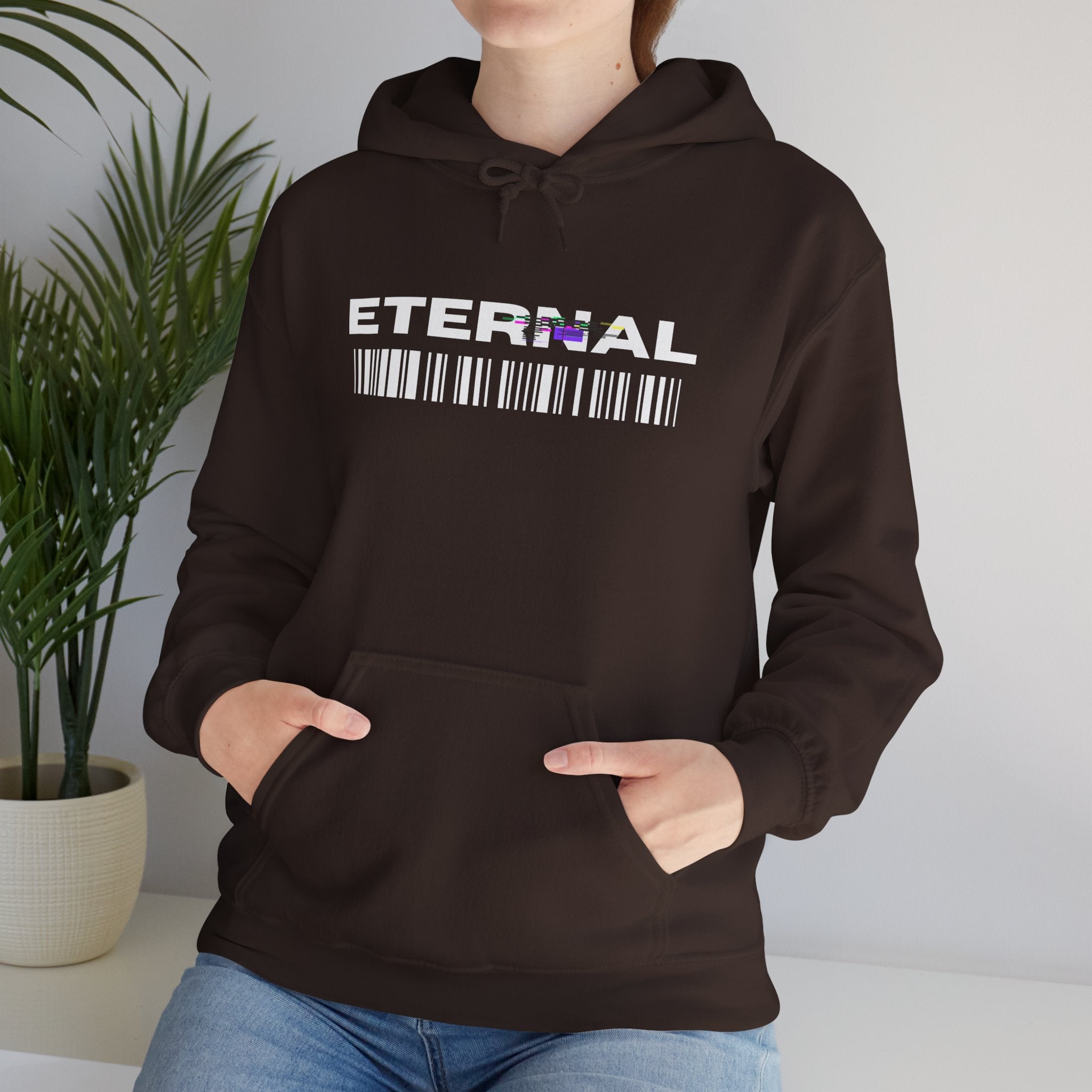 Eternal Barcode Hoodie — Black Graphic Pullover