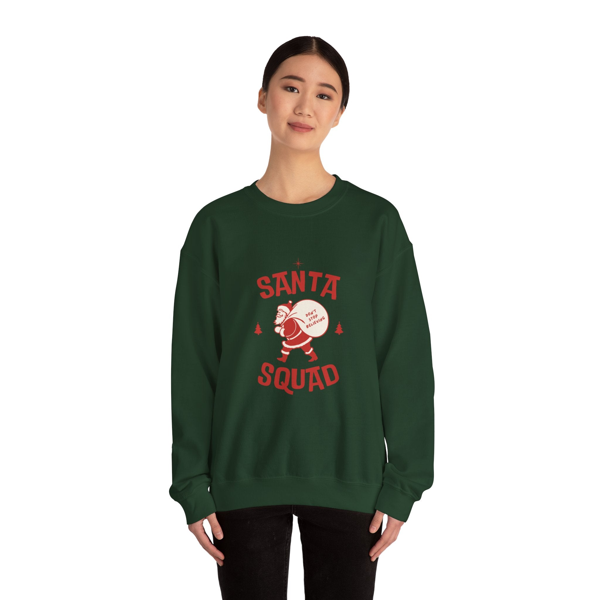 Santa Squad Crewneck Sweatshirt — Retro Santa Graphic Christmas Sweater