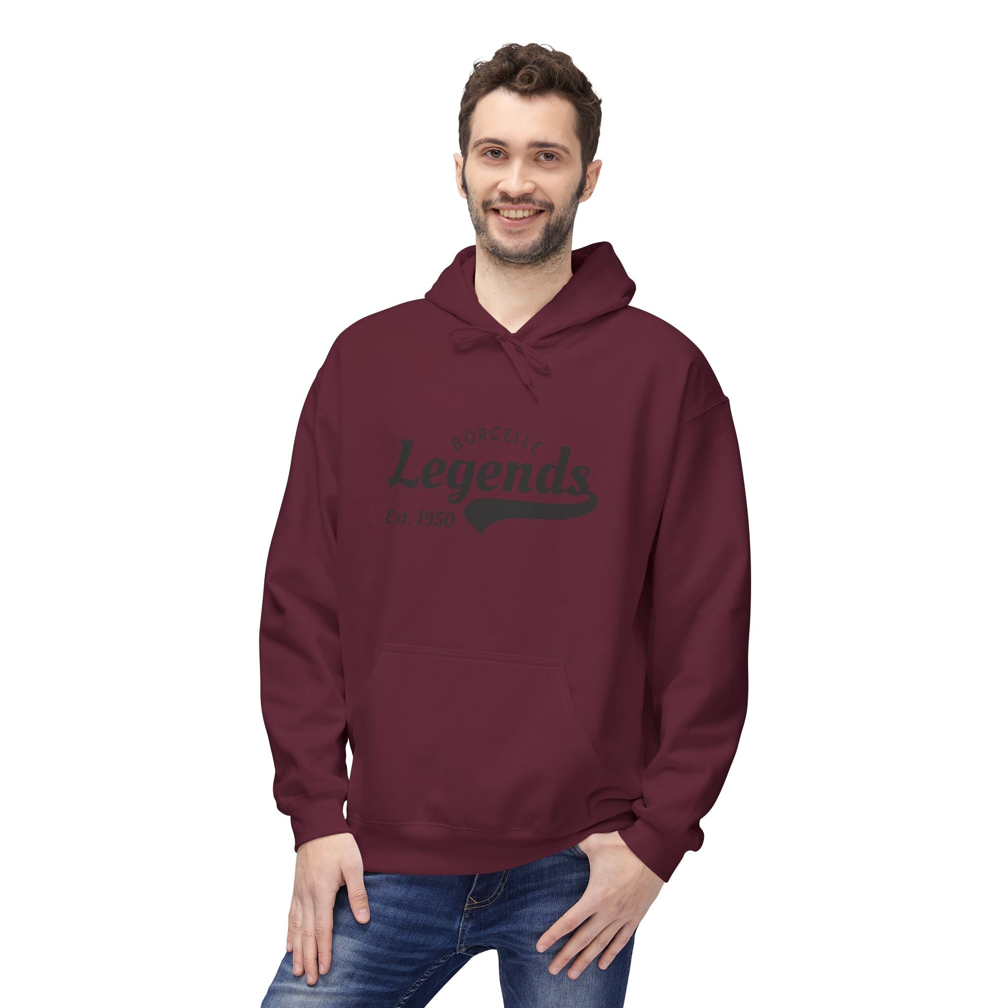 Retro Legends Fleece Hoodie, Cozy Unisex Sweatshirt, Perfect Gift for Sports Lovers, Casual Wear, Est. 1950