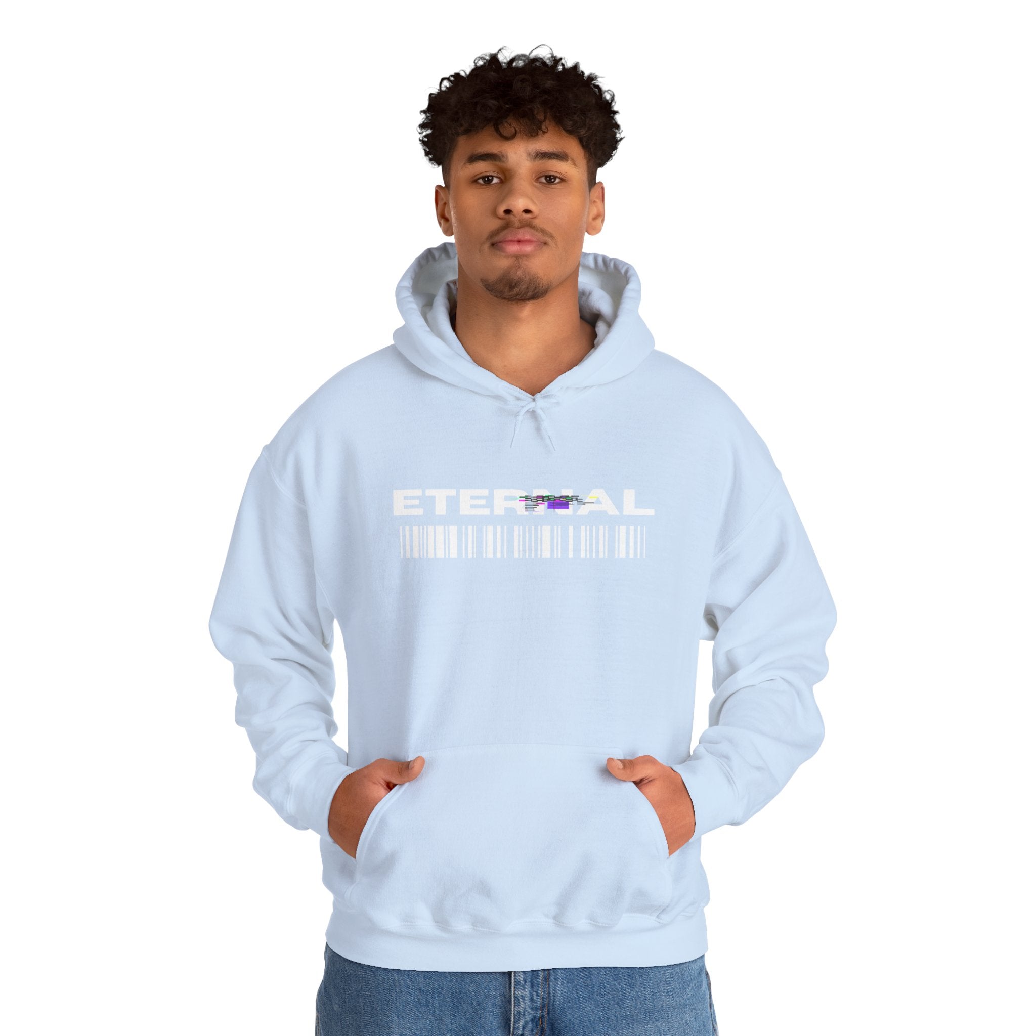 Eternal Barcode Hoodie — Black Graphic Pullover