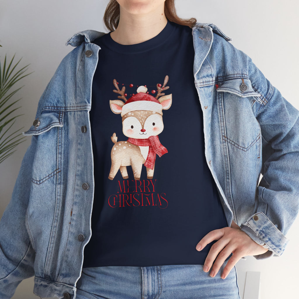 Kids' Cute Reindeer Christmas Tee – Merry Christmas Woodland Holiday Shirt