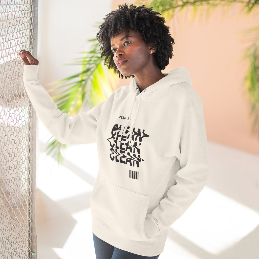 Stylish Fleece Hoodie with ‘Keep It Clean’ Design, Cozy Winter Apparel, Ideal for Casual Outfits, Gifts for Friends, Unique Streetwear