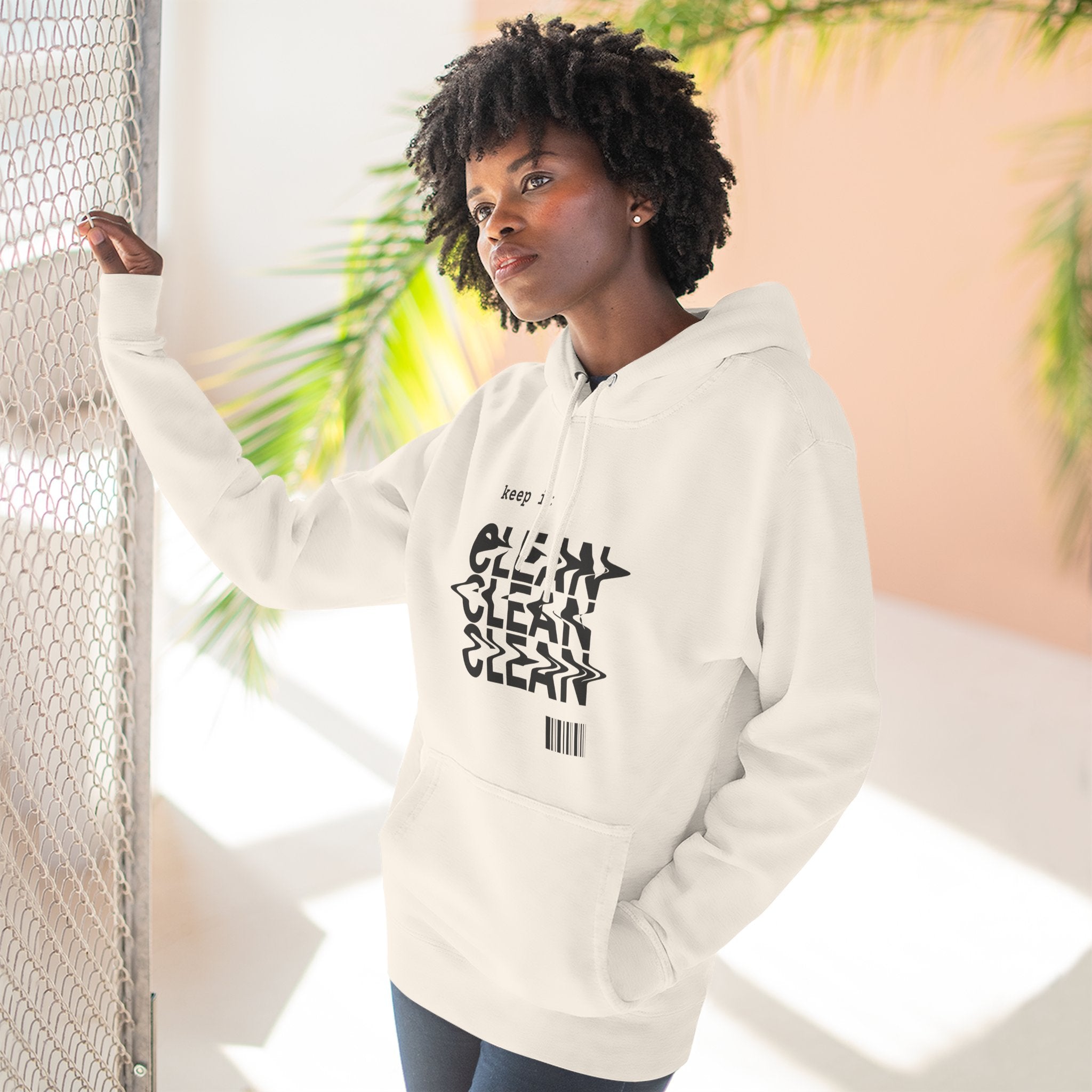 Stylish Fleece Hoodie with ‘Keep It Clean’ Design, Cozy Winter Apparel, Ideal for Casual Outfits, Gifts for Friends, Unique Streetwear