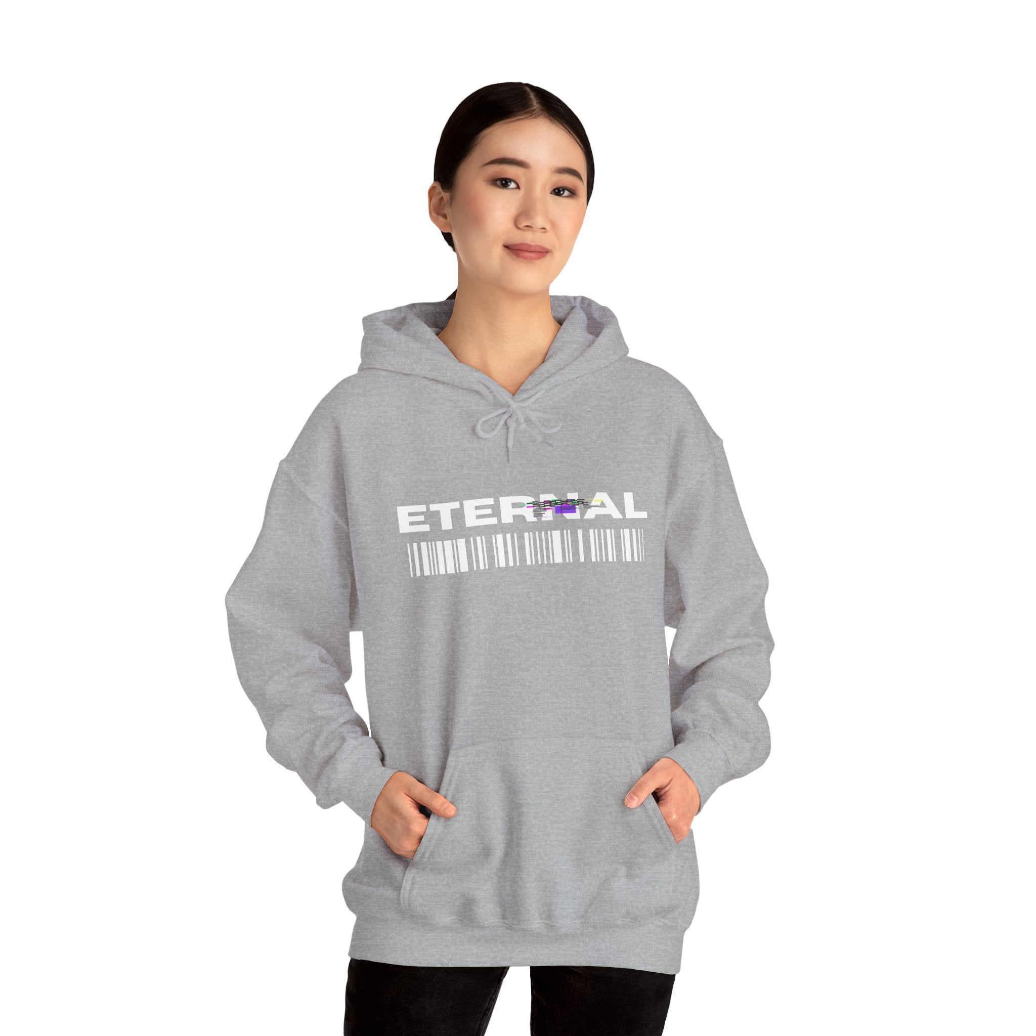 Eternal Barcode Hoodie — Black Graphic Pullover