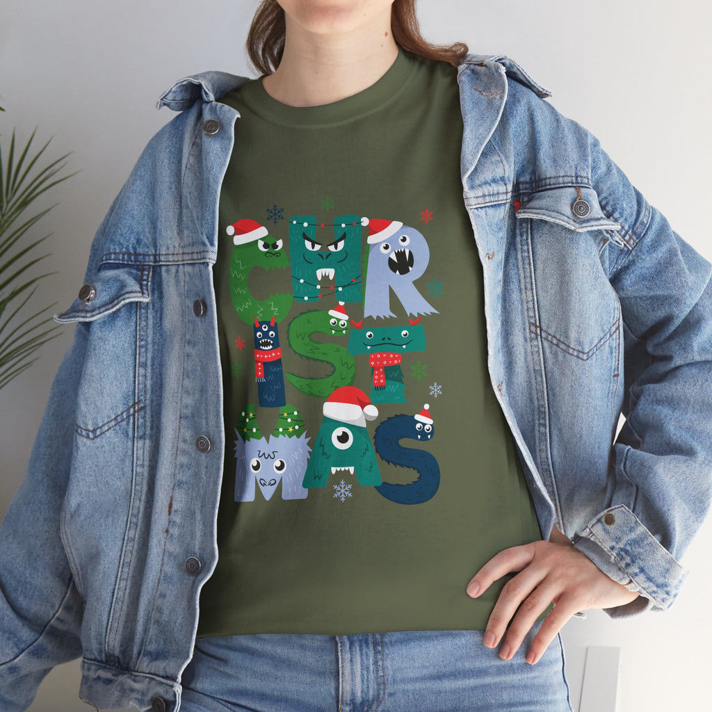 Christmas Graphic Tee — Cute Holiday "CHRISTMAS" Lettering T‑Shirt