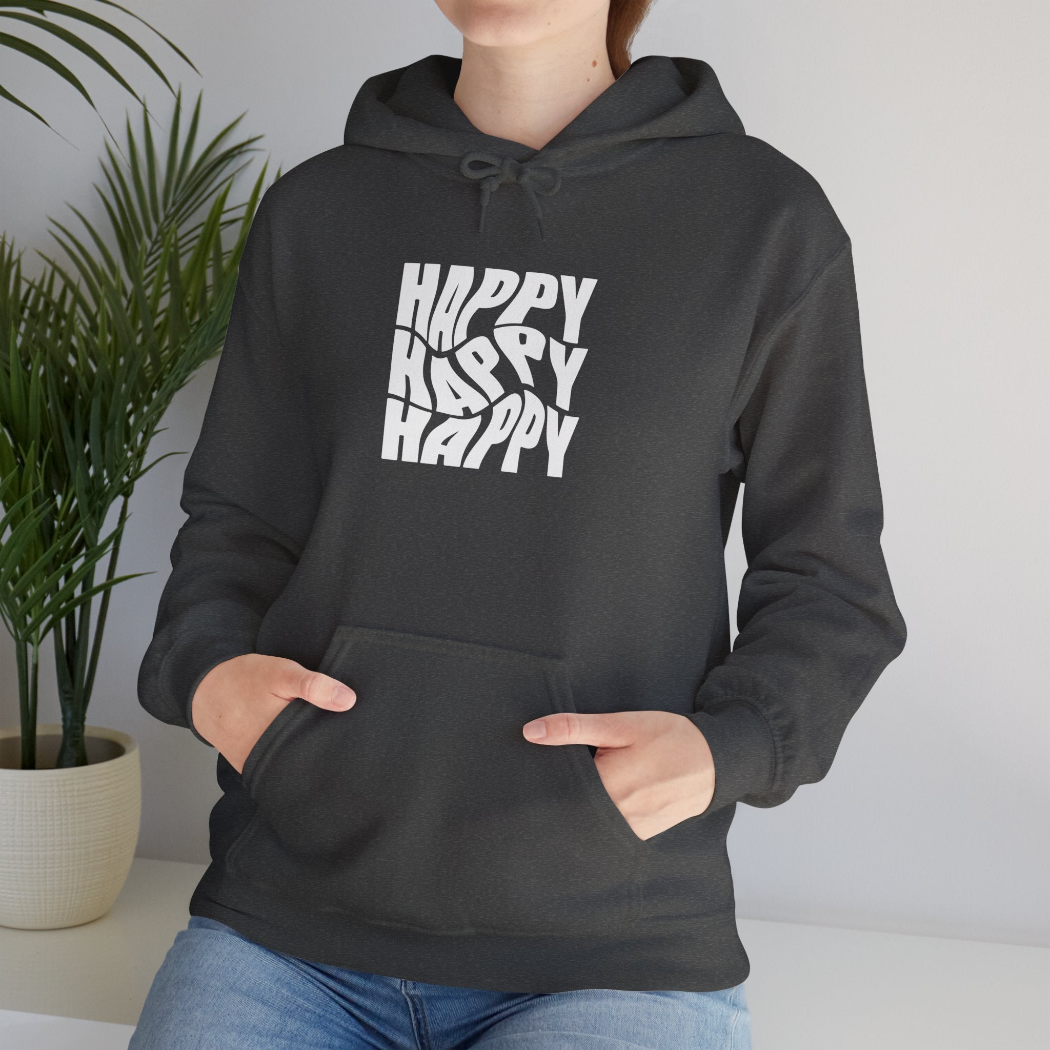 Happy Vibe Unisex Hoodie, Cozy Sweatshirt, Gift for Friends, Casual Wear, Birthday Gift, Everyday Comfort