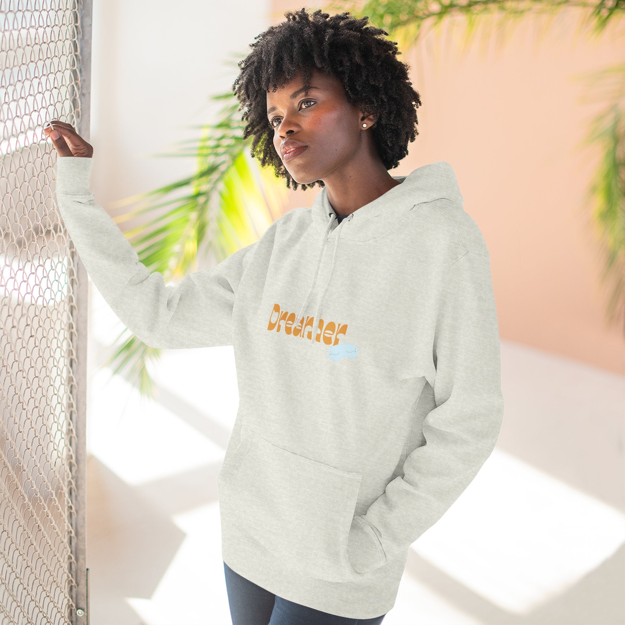 Dreamer Three-Panel Fleece Hoodie | Cozy Sweatshirt, Gift for Dreamers, Casual Wear, Inspirational Apparel, Everyday Comfort