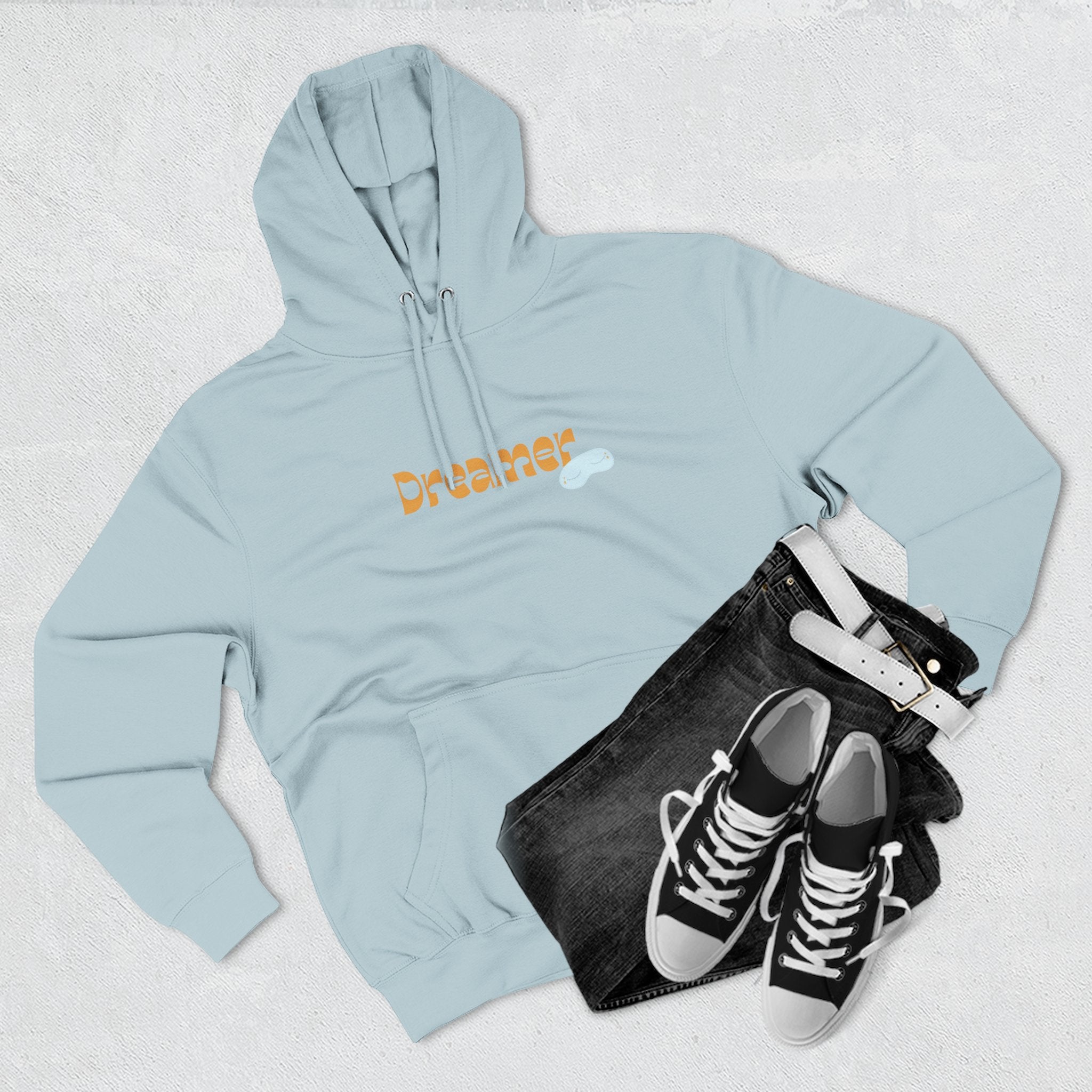 Dreamer Three-Panel Fleece Hoodie | Cozy Sweatshirt, Gift for Dreamers, Casual Wear, Inspirational Apparel, Everyday Comfort