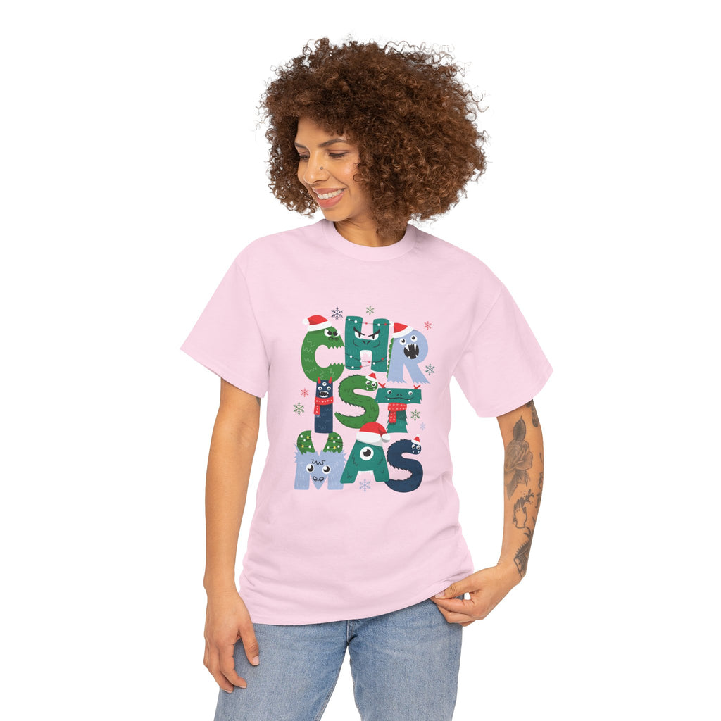 Christmas Graphic Tee — Cute Holiday "CHRISTMAS" Lettering T‑Shirt
