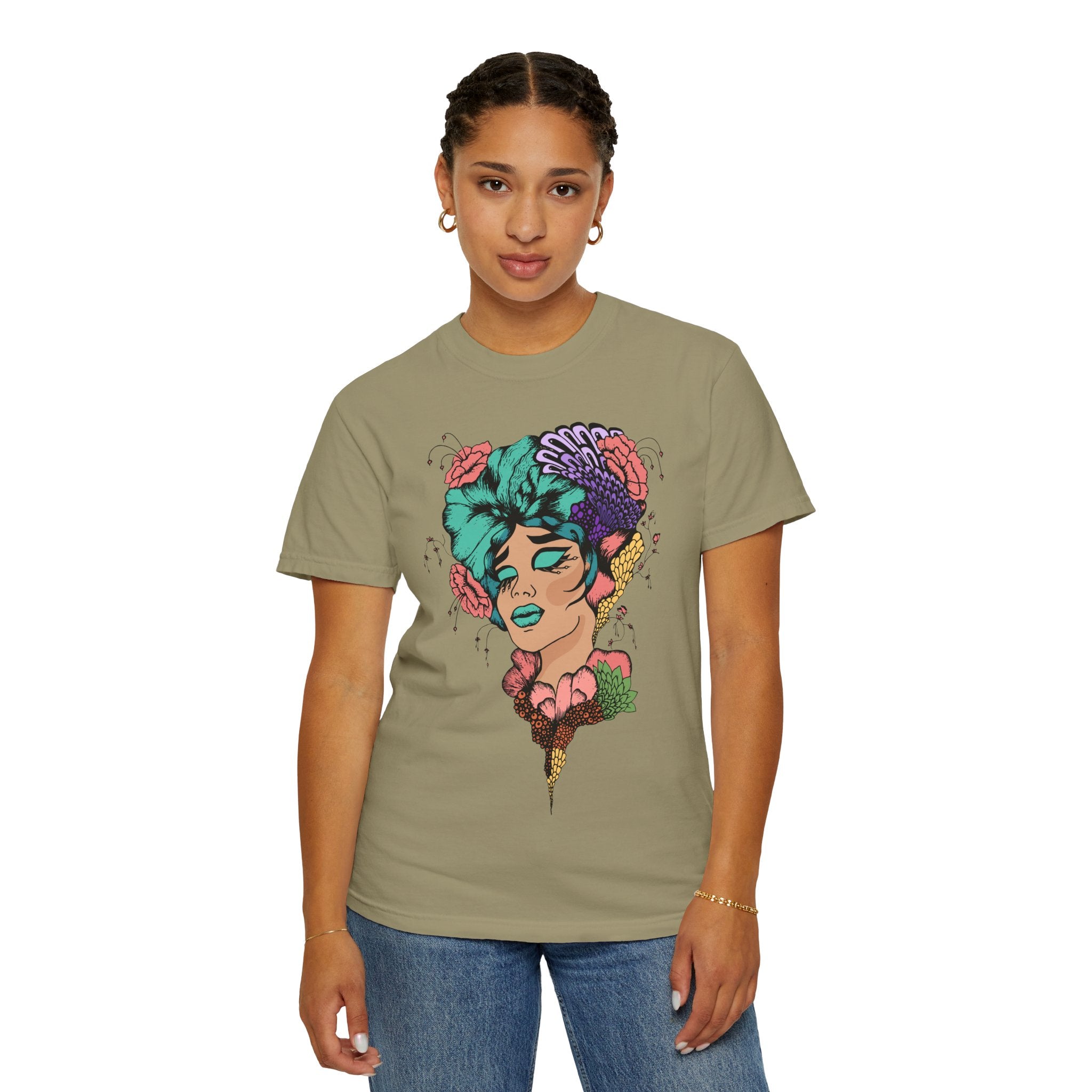 Floral Fantasy T-Shirt | Artistic Graphic Tee for Nature Lovers, Unique Gift, Casual Wear, Eco-Friendly Fashion
