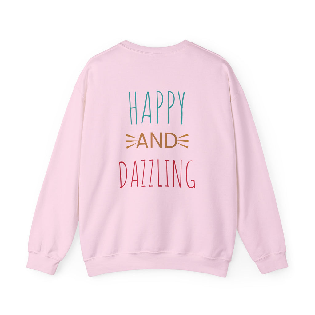 Happy and Dazzling Unisex Heavy Blend™ Crewneck Sweatshirt, Cozy Gift, Casual Wear, Everyday Comfort, Perfect for Birthdays or Celebrations