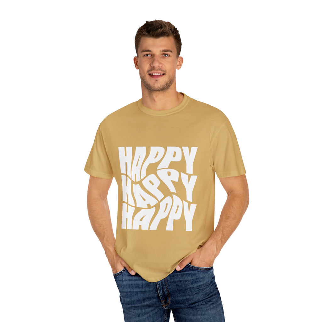 Happy Vibes Unisex Garment-Dyed T-shirt | Positive Affirmation Tee, Casual Wear, Gift for Friends, Summer Style, Comfort Apparel