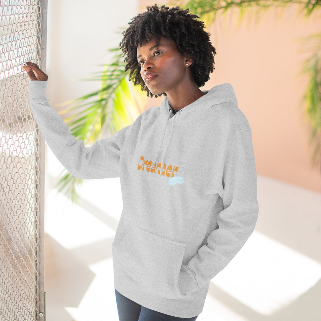 Dreamer Three-Panel Fleece Hoodie | Cozy Sweatshirt, Gift for Dreamers, Casual Wear, Inspirational Apparel, Everyday Comfort