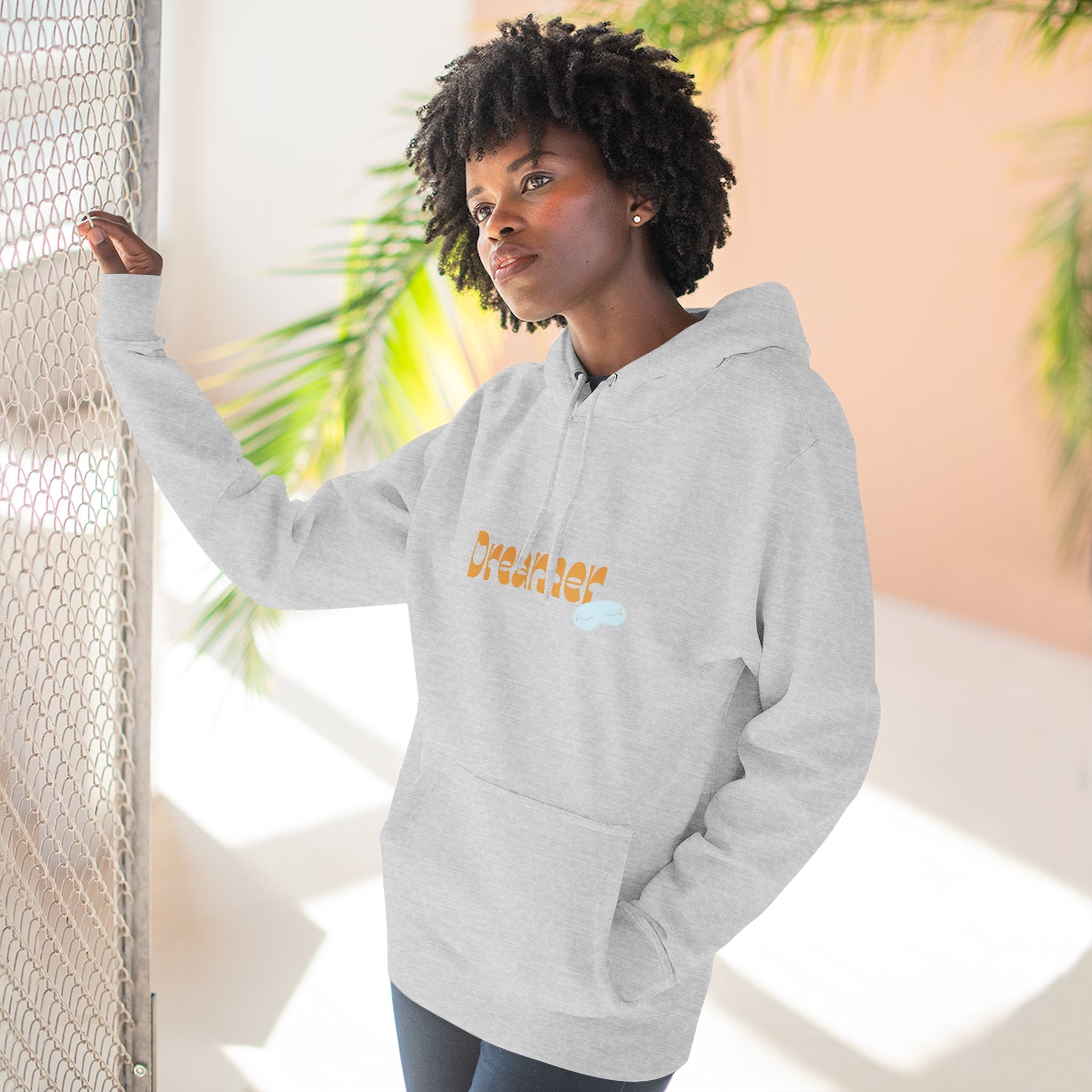 Dreamer Three-Panel Fleece Hoodie | Cozy Sweatshirt, Gift for Dreamers, Casual Wear, Inspirational Apparel, Everyday Comfort
