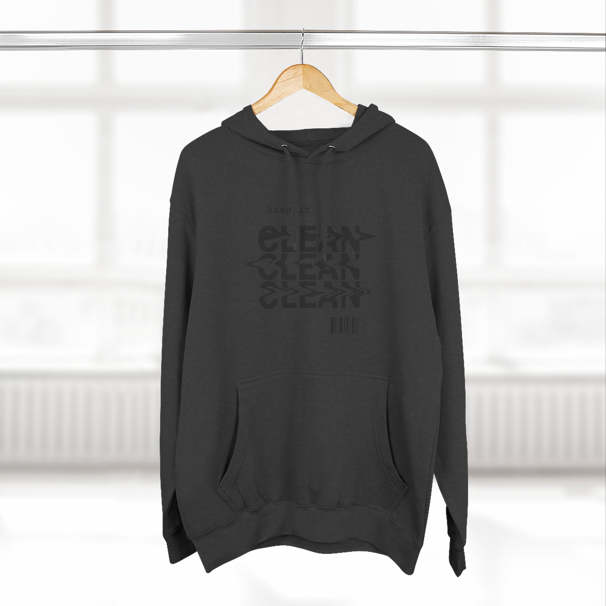 Stylish Fleece Hoodie with ‘Keep It Clean’ Design, Cozy Winter Apparel, Ideal for Casual Outfits, Gifts for Friends, Unique Streetwear