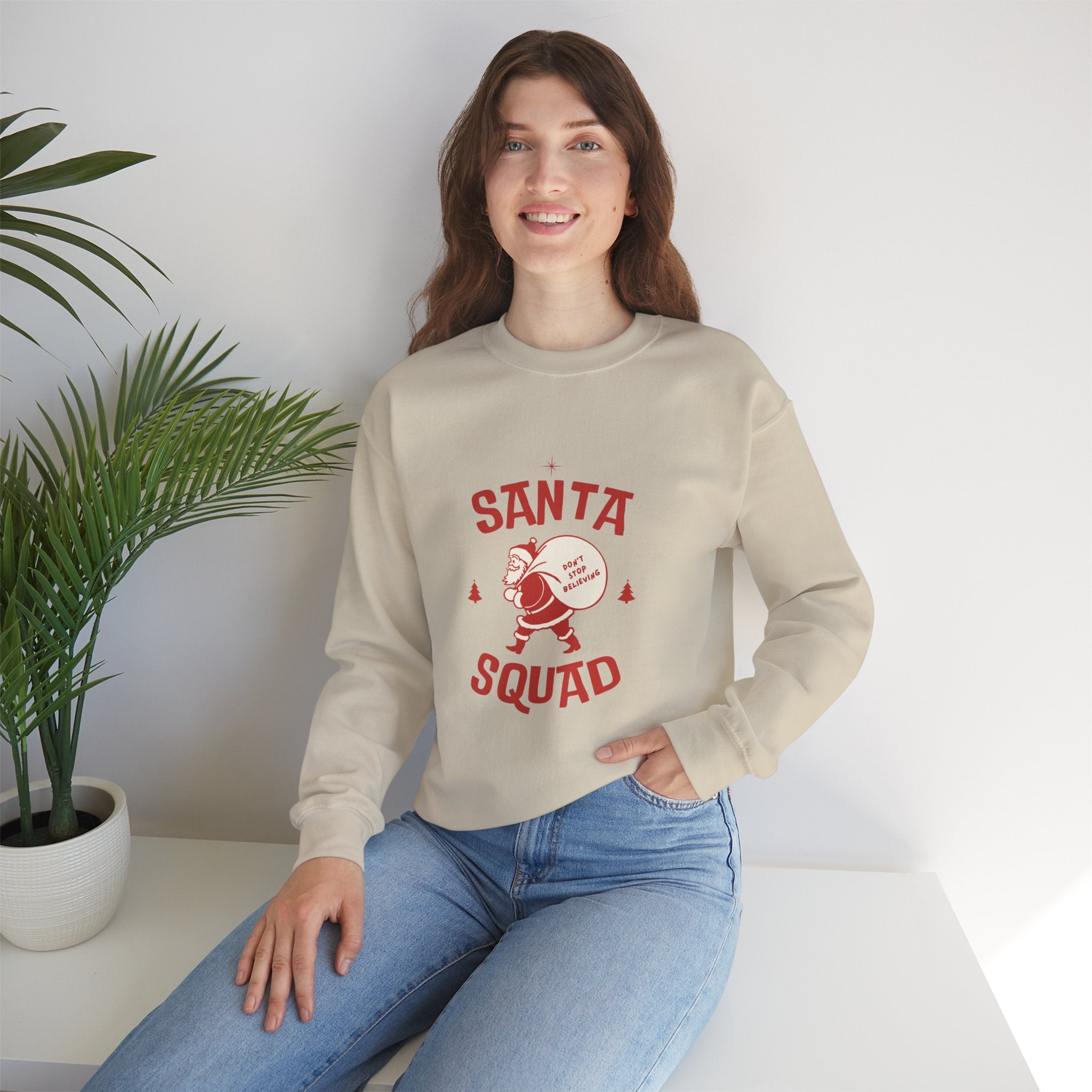 Santa Squad Crewneck Sweatshirt — Retro Santa Graphic Christmas Sweater