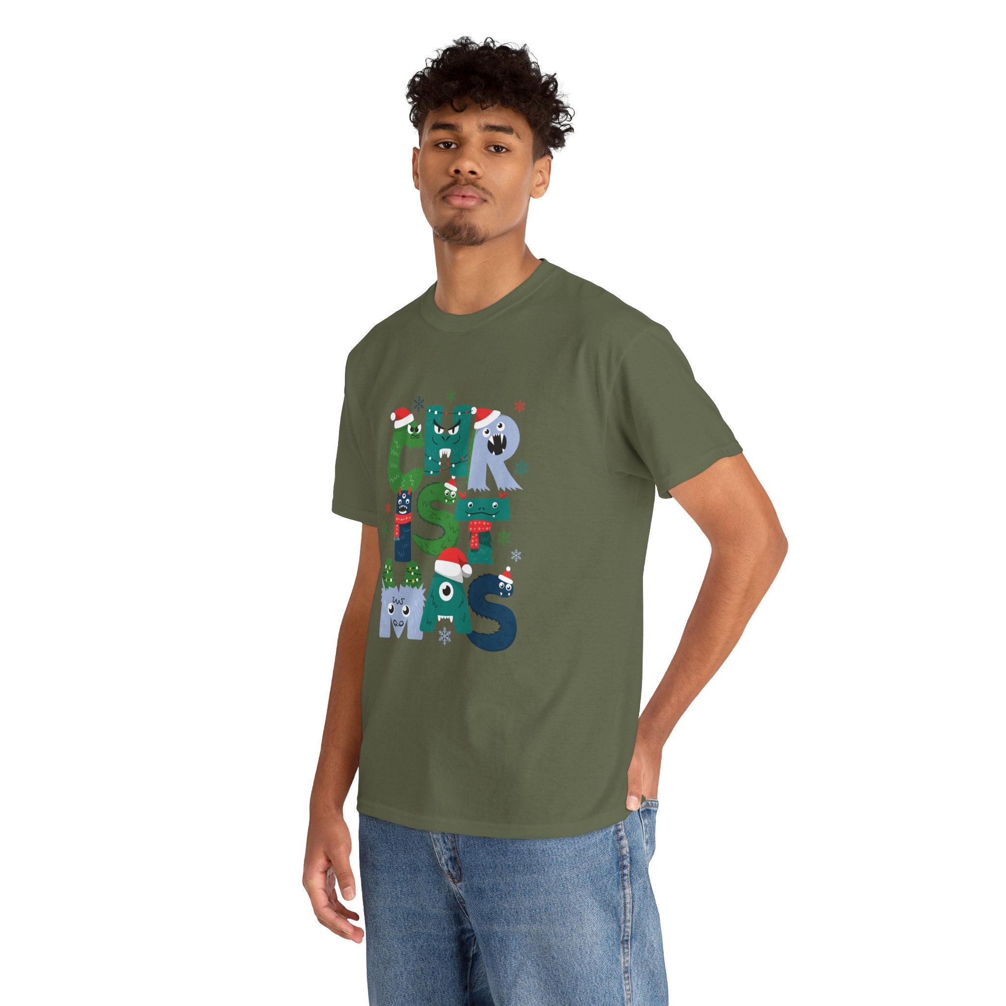 Christmas Graphic Tee — Cute Holiday "CHRISTMAS" Lettering T‑Shirt