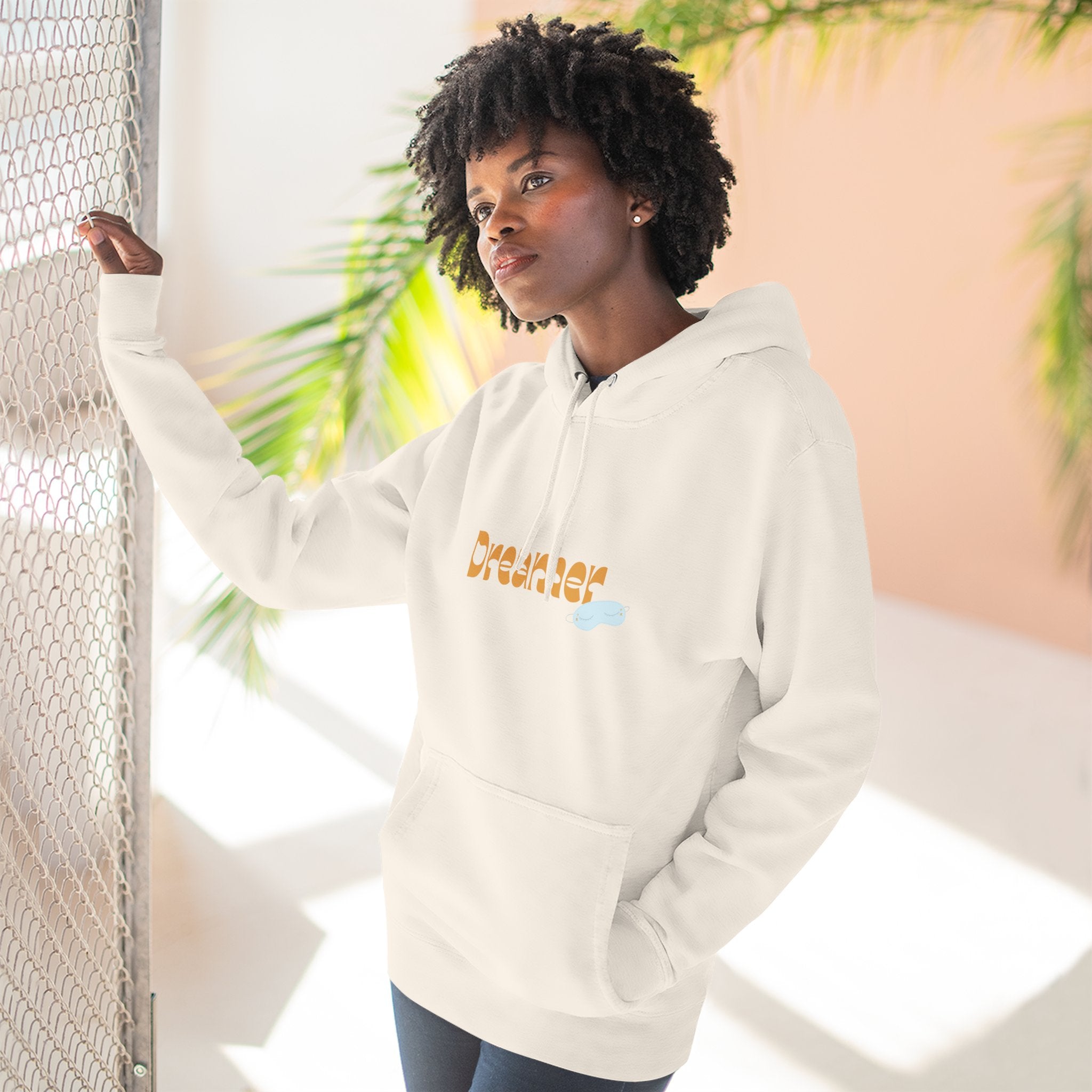 Dreamer Three-Panel Fleece Hoodie | Cozy Sweatshirt, Gift for Dreamers, Casual Wear, Inspirational Apparel, Everyday Comfort