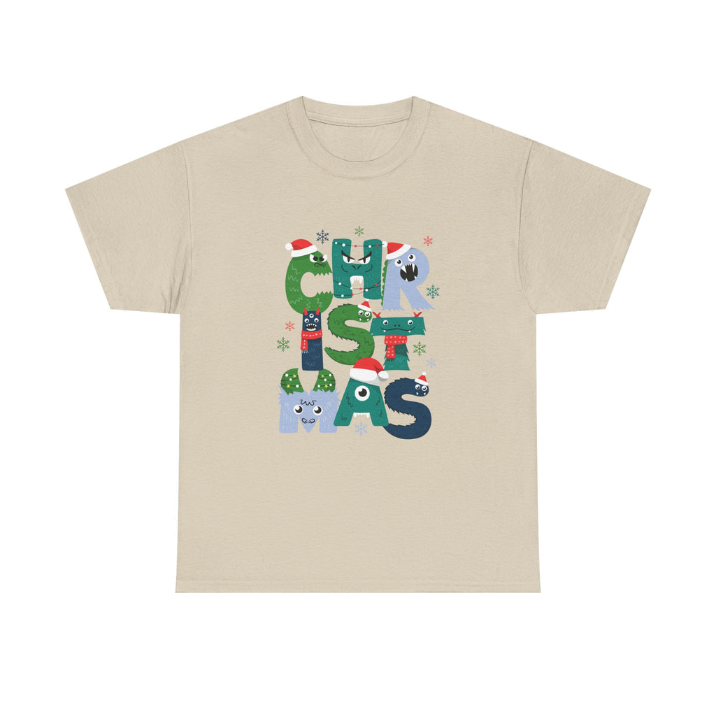 Christmas Graphic Tee — Cute Holiday "CHRISTMAS" Lettering T‑Shirt