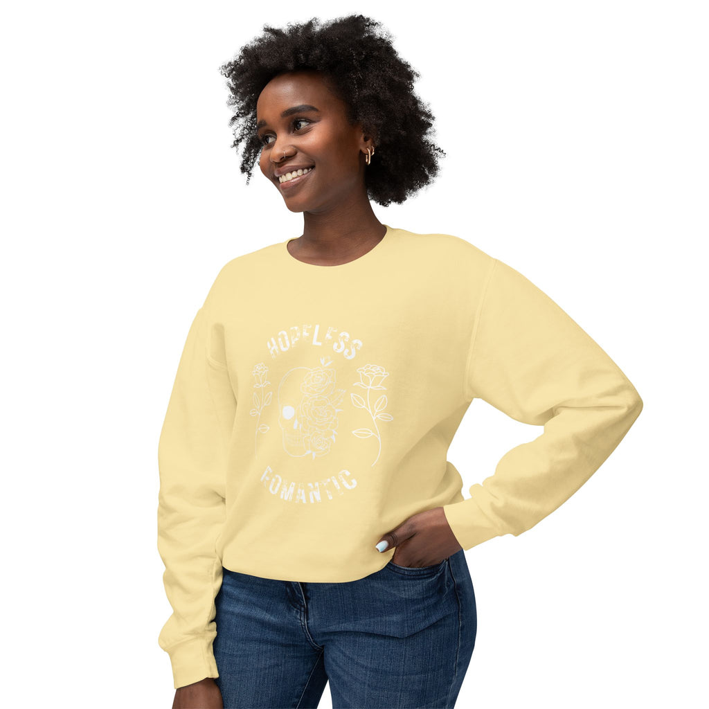 Hopeless Romantic Sweatshirt, Unisex Lightweight Crewneck Sweater, Cute Gift for Her, Fall Fashion, Casual Wear, Cozy Loungewear