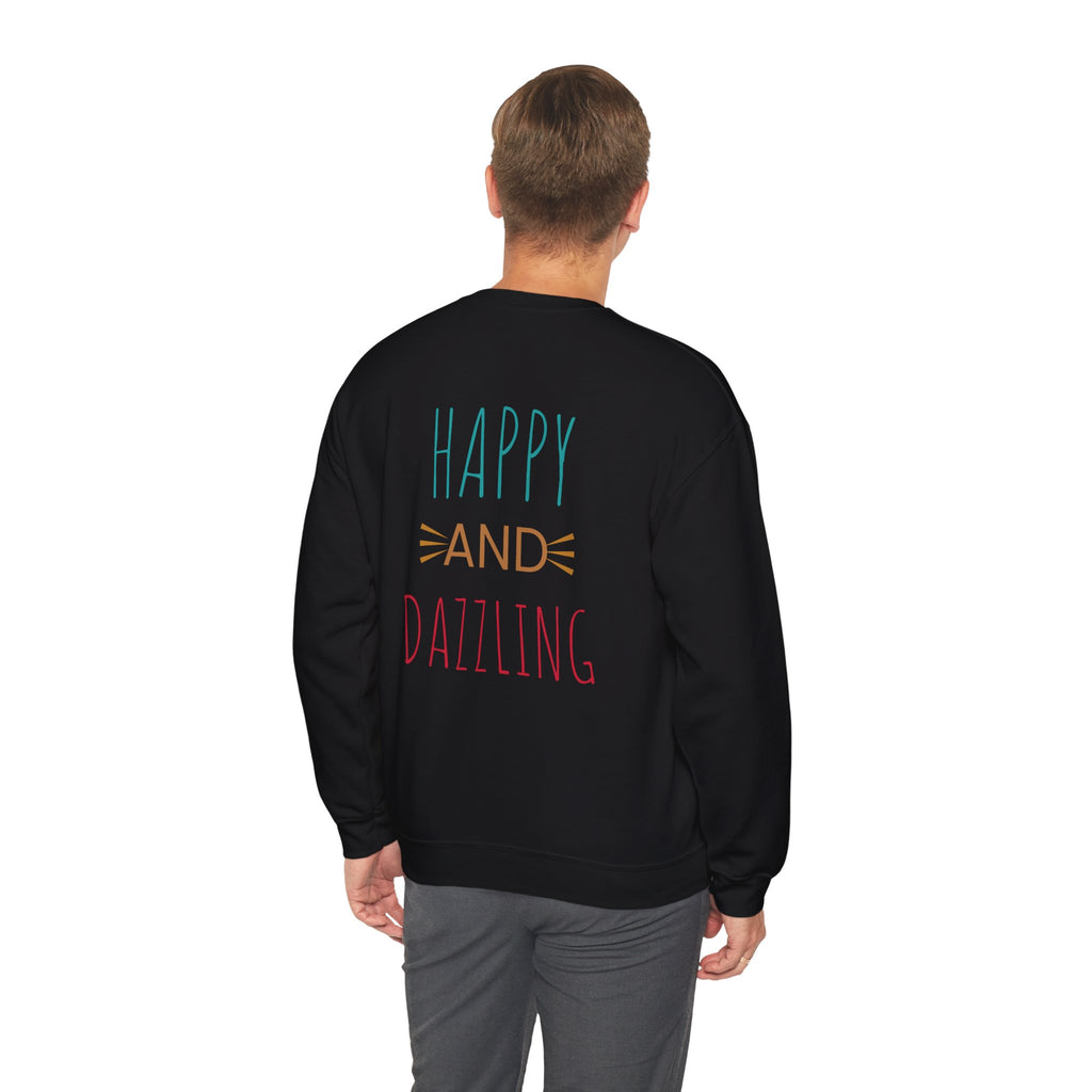 Happy and Dazzling Unisex Heavy Blend™ Crewneck Sweatshirt, Cozy Gift, Casual Wear, Everyday Comfort, Perfect for Birthdays or Celebrations