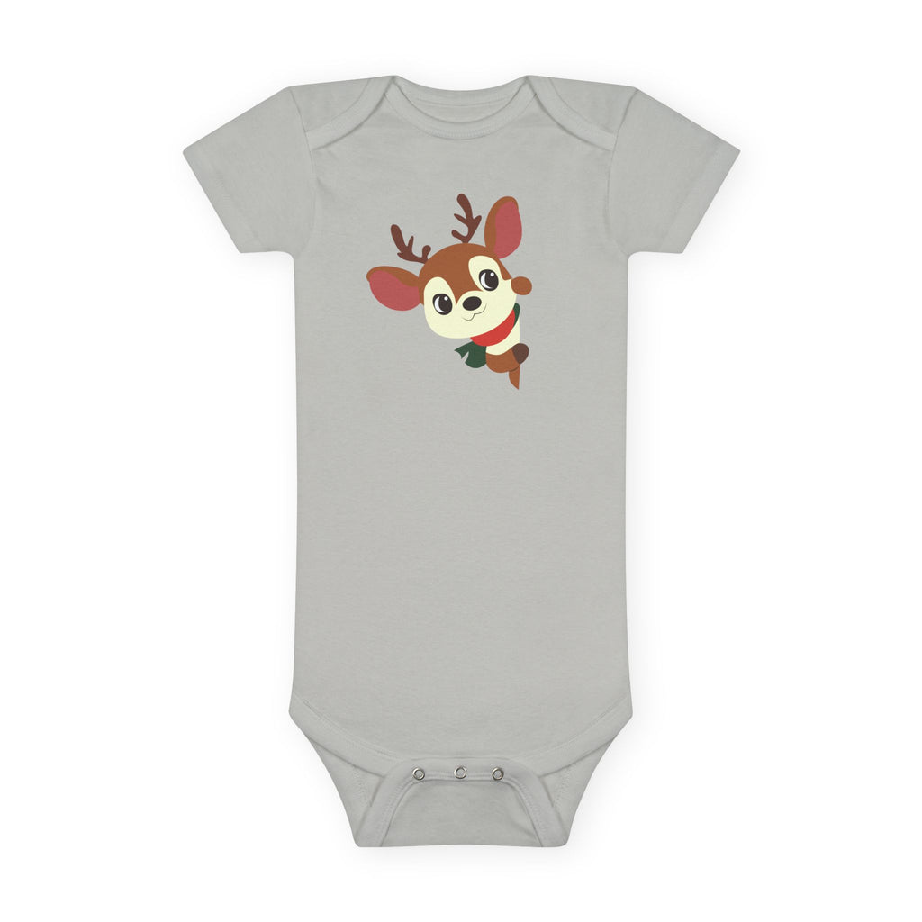 Reindeer Baby Onesie – Cute Peekaboo Deer Infant Short Sleeve Bodysuit (Holiday Baby Outfit)