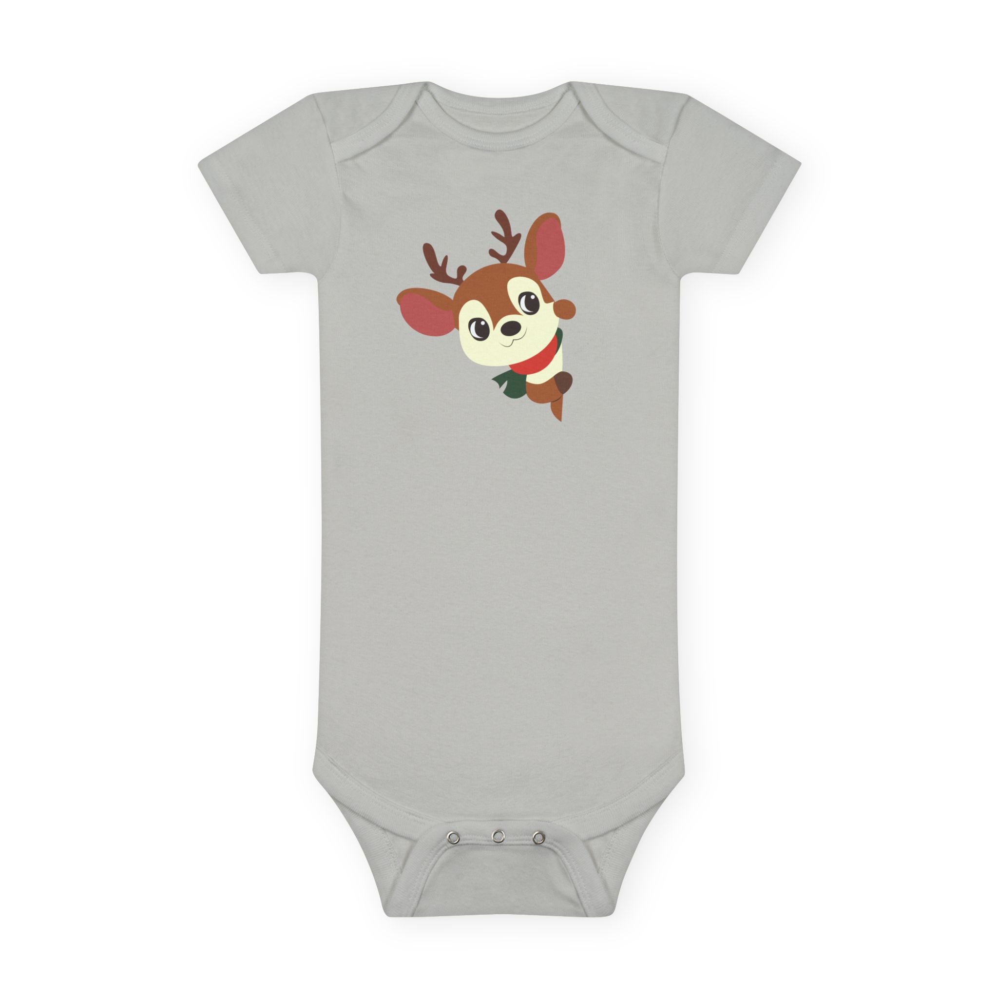 Reindeer Baby Onesie – Cute Peekaboo Deer Infant Short Sleeve Bodysuit (Holiday Baby Outfit)